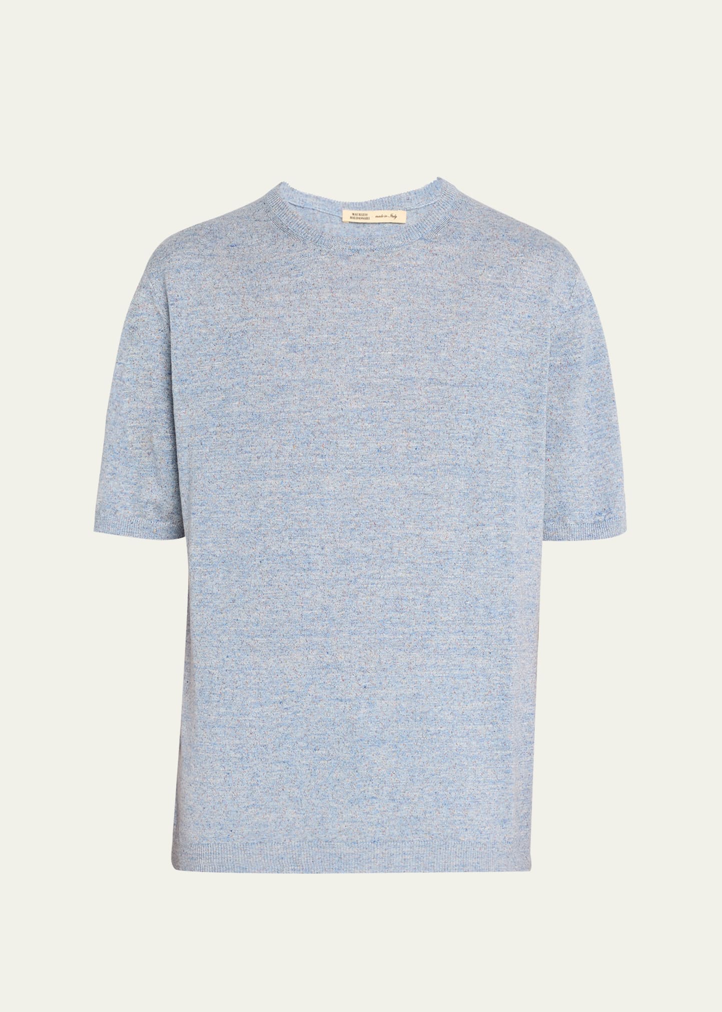 Shop Baldassari Men's Linen Melange Crewneck T-shirt In Blue Mix