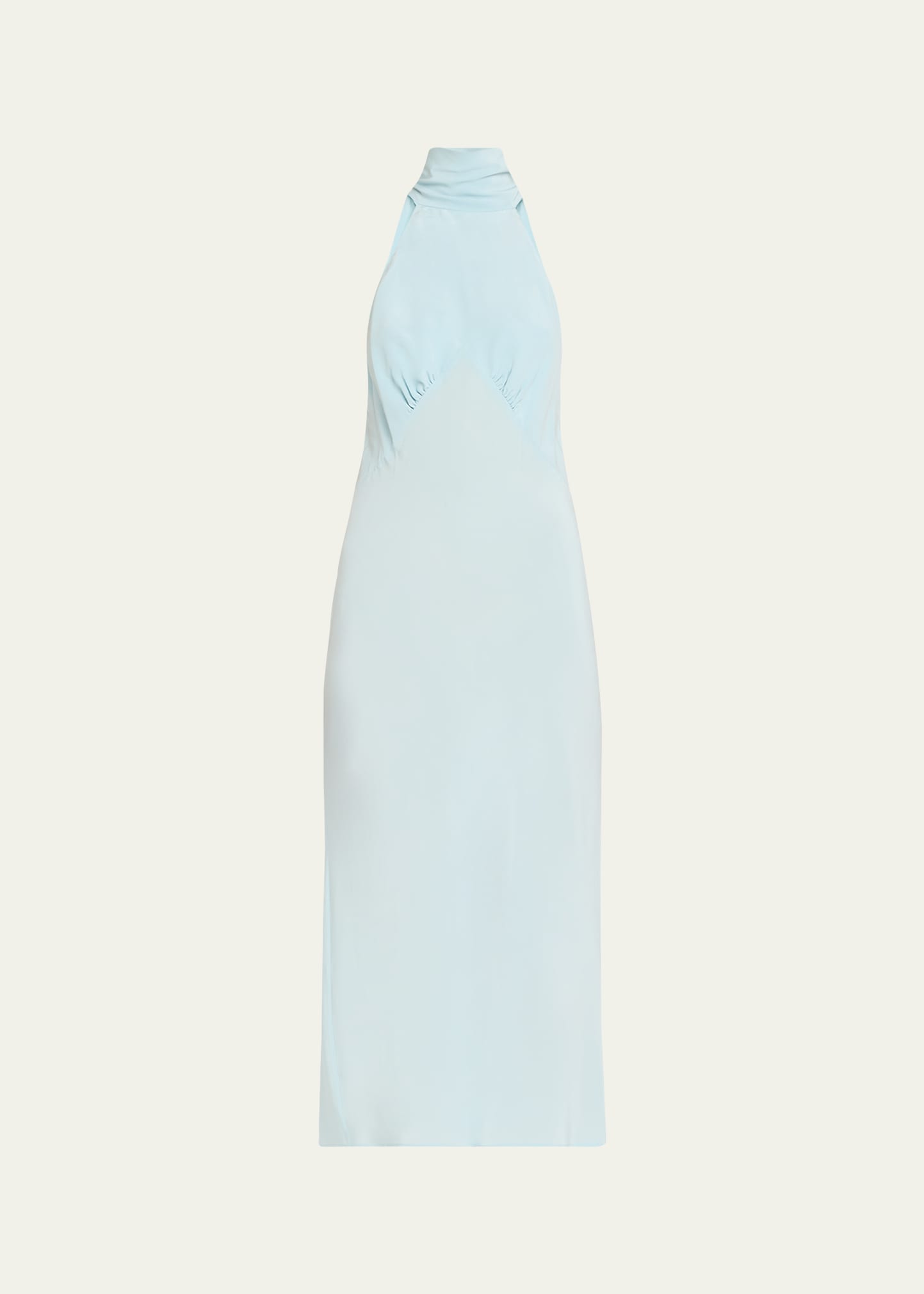 Olivia Von Halle Greta Open-back Silk Halter Midi Dress In Skyward
