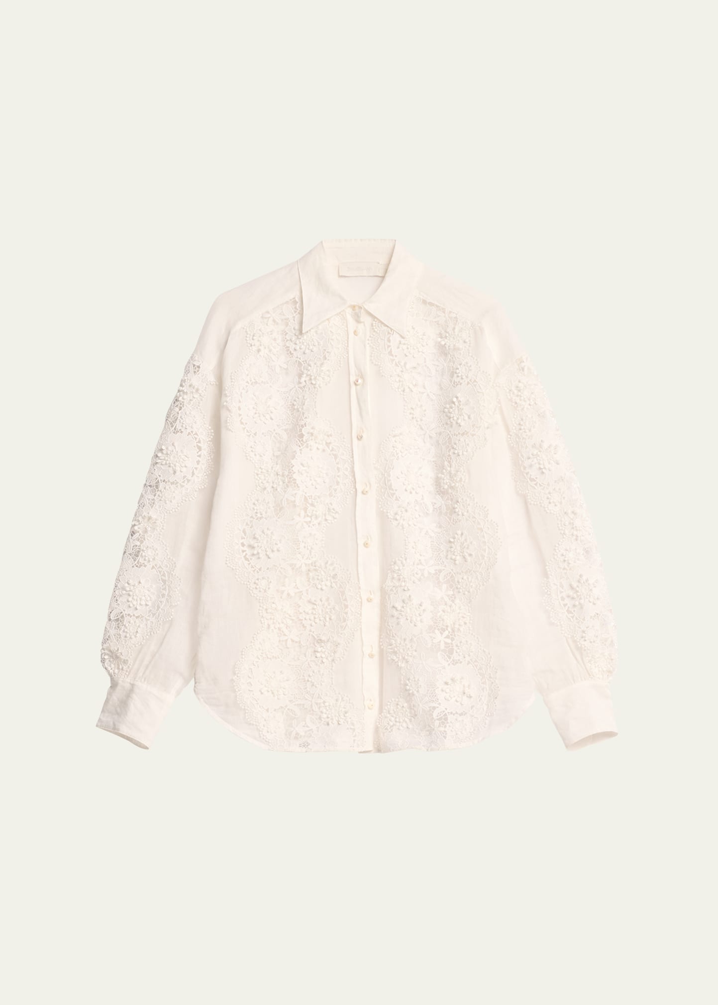 Shop Zimmermann Halliday Lace Flower Shirt In Ivory