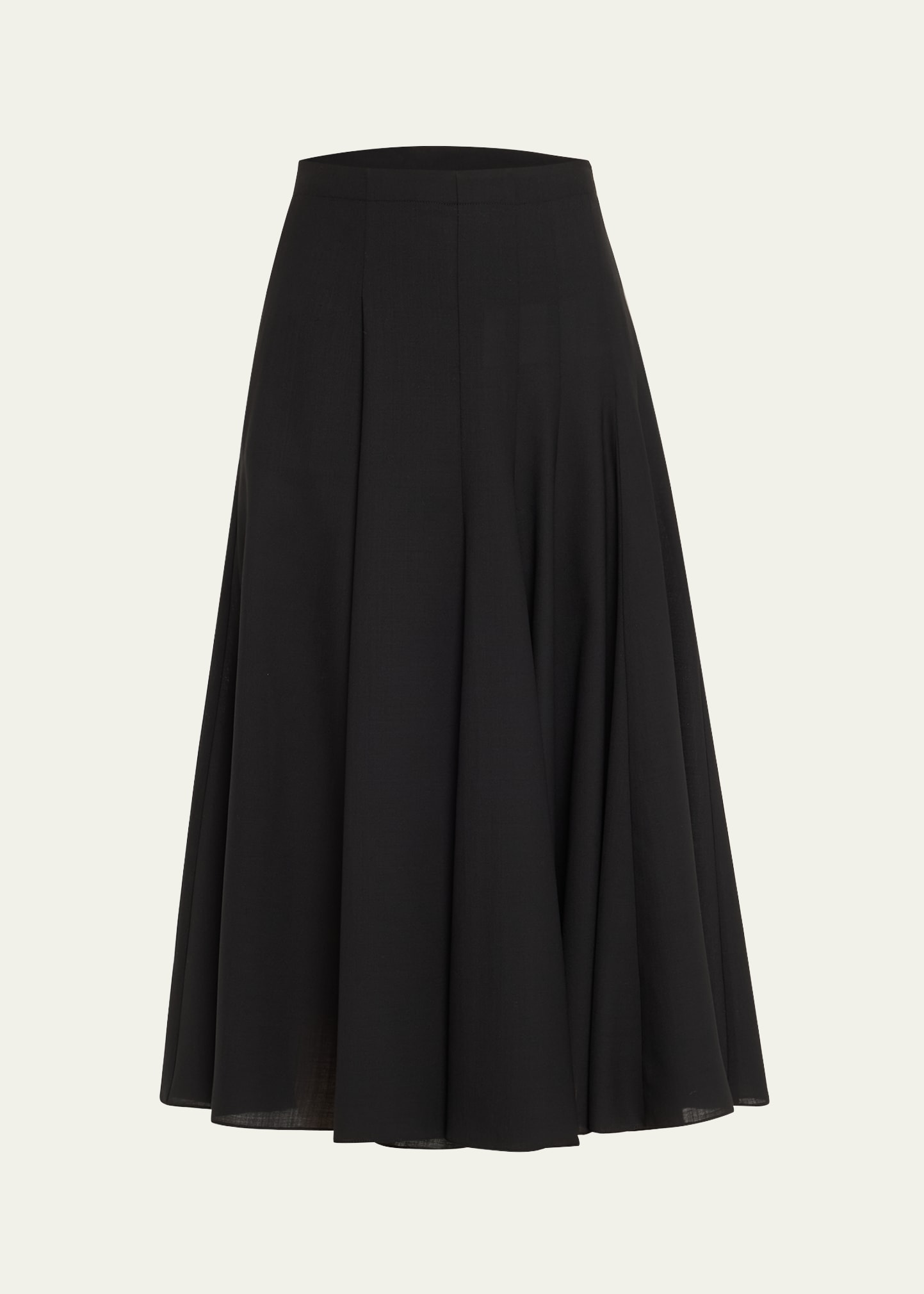 Shop Ashlyn Corbett Pleated Maxi Wool Skirt In Black
