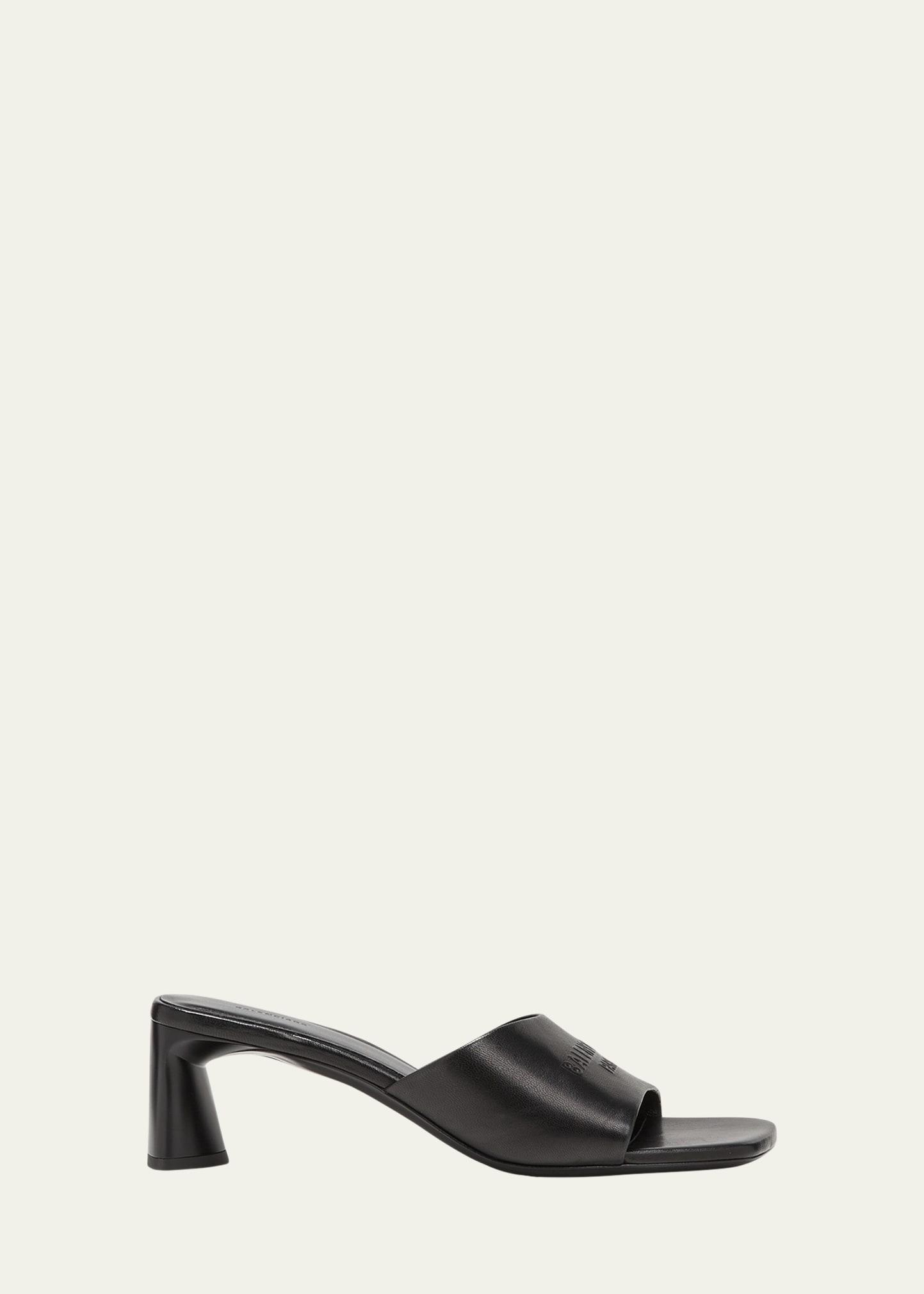 Shop Balenciaga Dutyfree Leather Logo Mule Sandals In Black