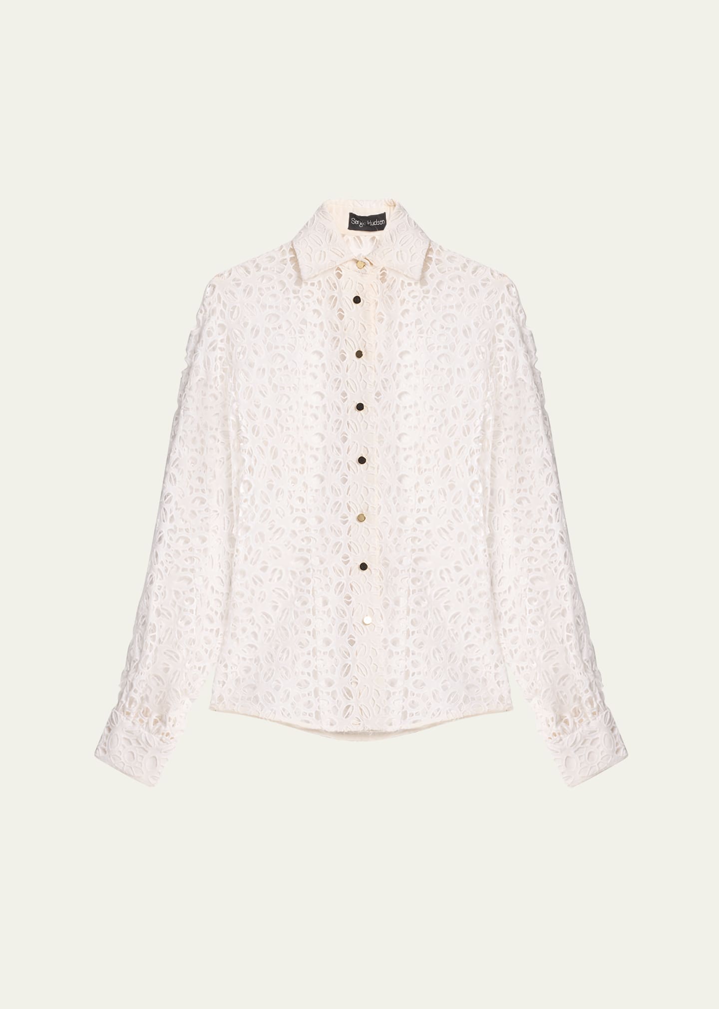 Eyelet Darted Button-Front Top