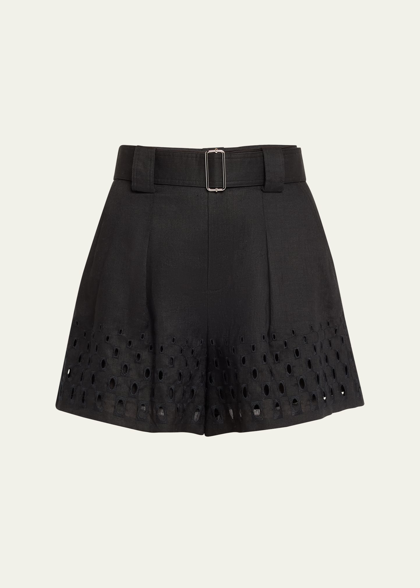 Shop A.l.c Kali Belted Linen Shorts In Black