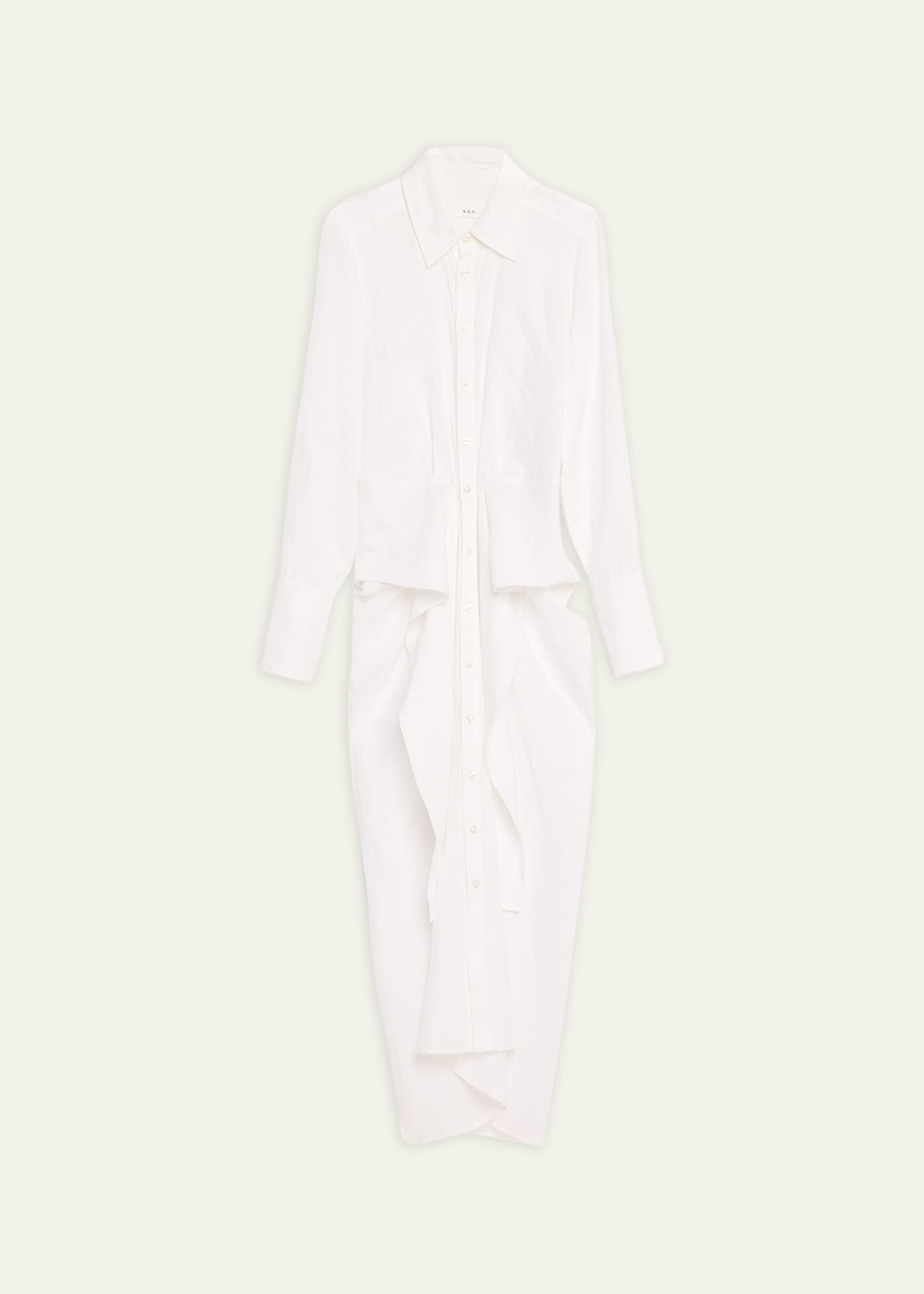 Shop A.l.c Carson Draped Linen Shirtdress In White