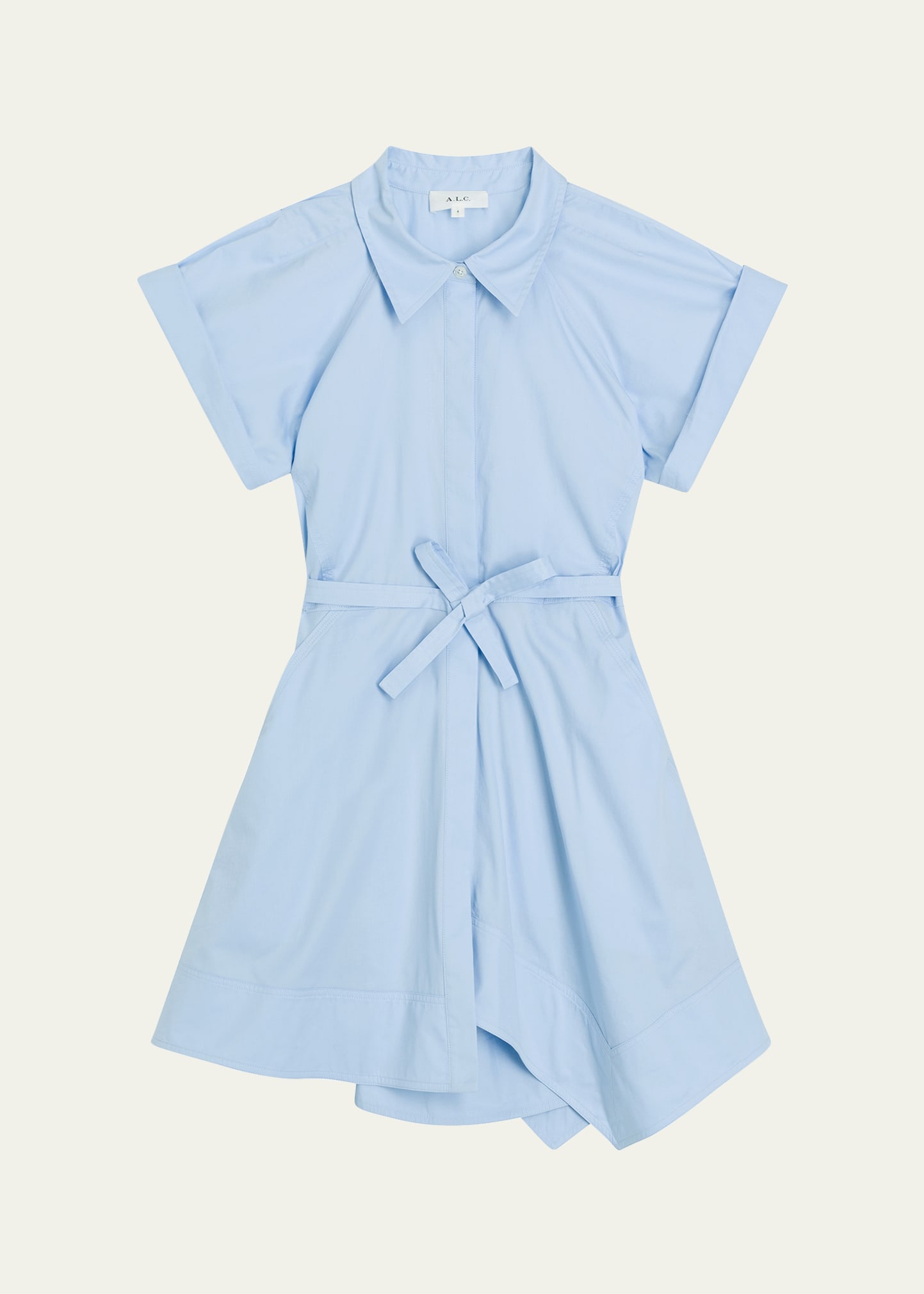 Shop A.l.c Julie Belted Mini Shirtdress In Sky Blue