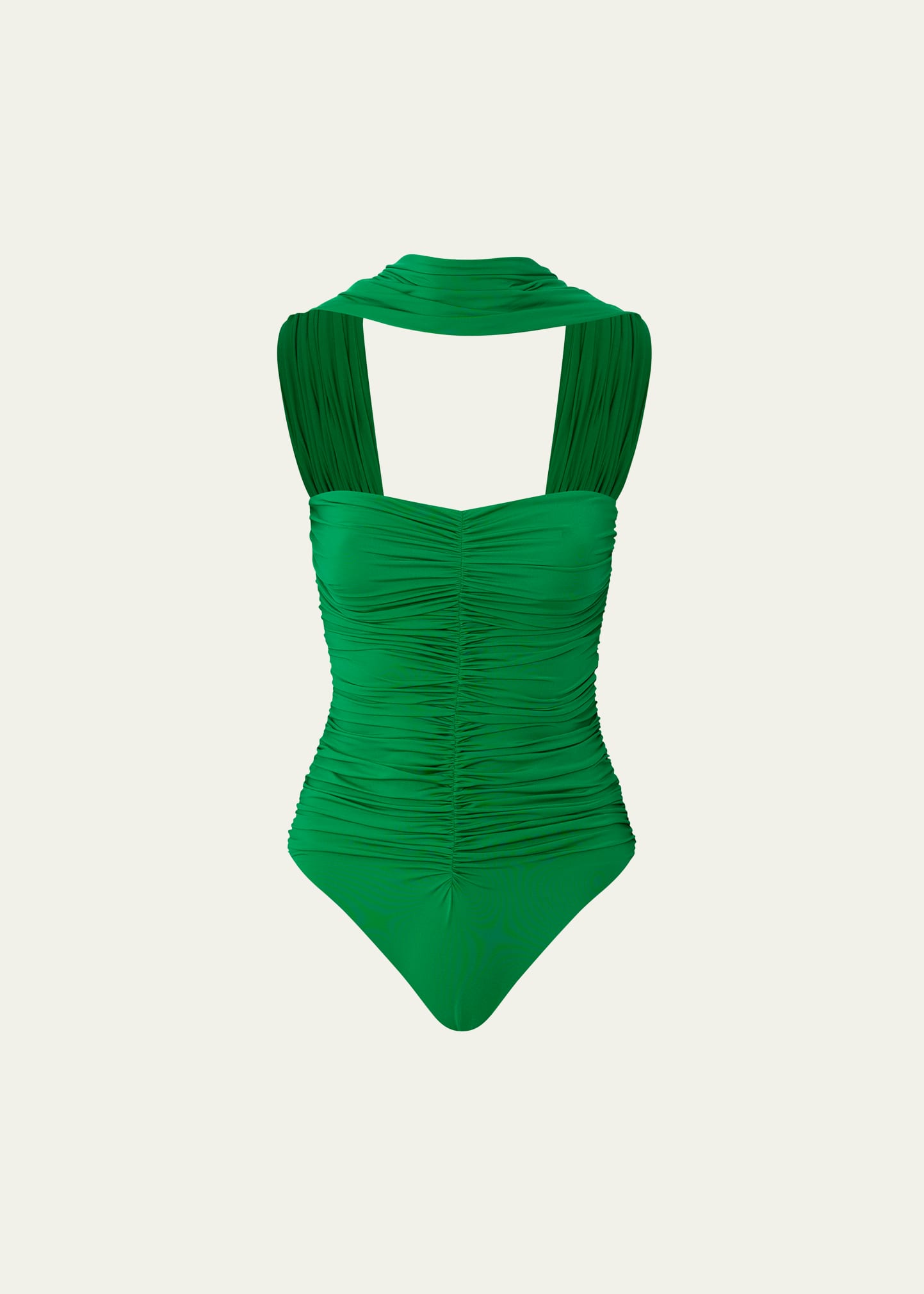 Shop Maygel Coronel Igara Ruched One-piece Swimsuit In Spring Green