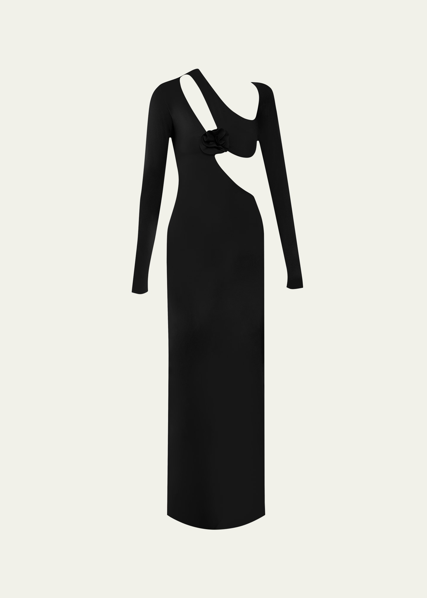 Shop Maygel Coronel Tanaro Rosette Cutout Maxi Dress In Black