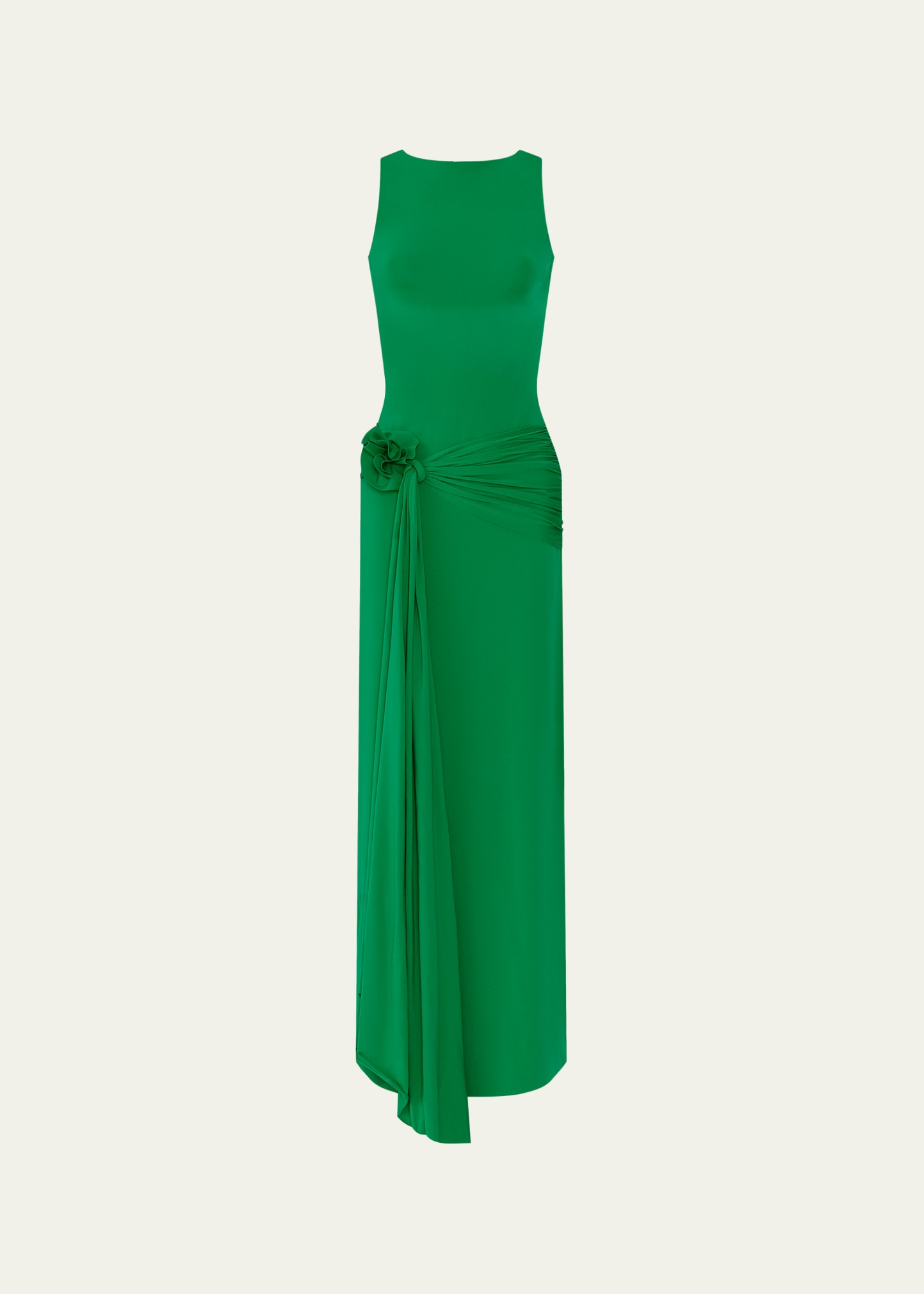 Shop Maygel Coronel Tirso Rosette Jersey Maxi Dress In Spring Green