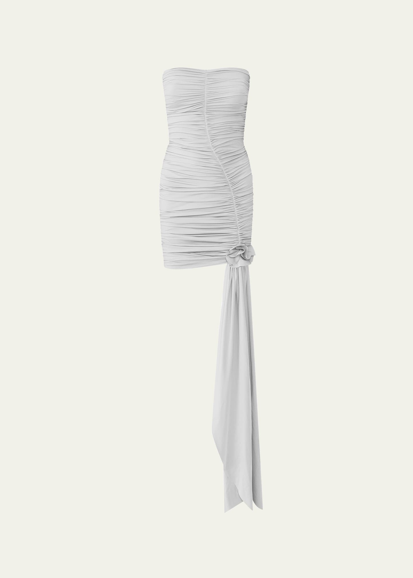 Shop Maygel Coronel Sinu Strapless Draped Mini Dress In Off White