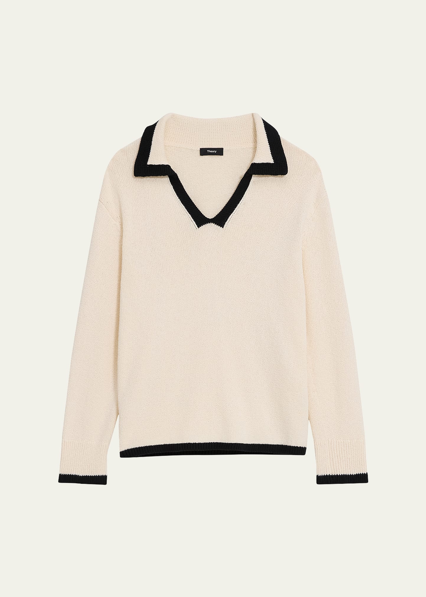 Shop Theory Contrast-trim Oversized Pullover Sweater In Offwbk
