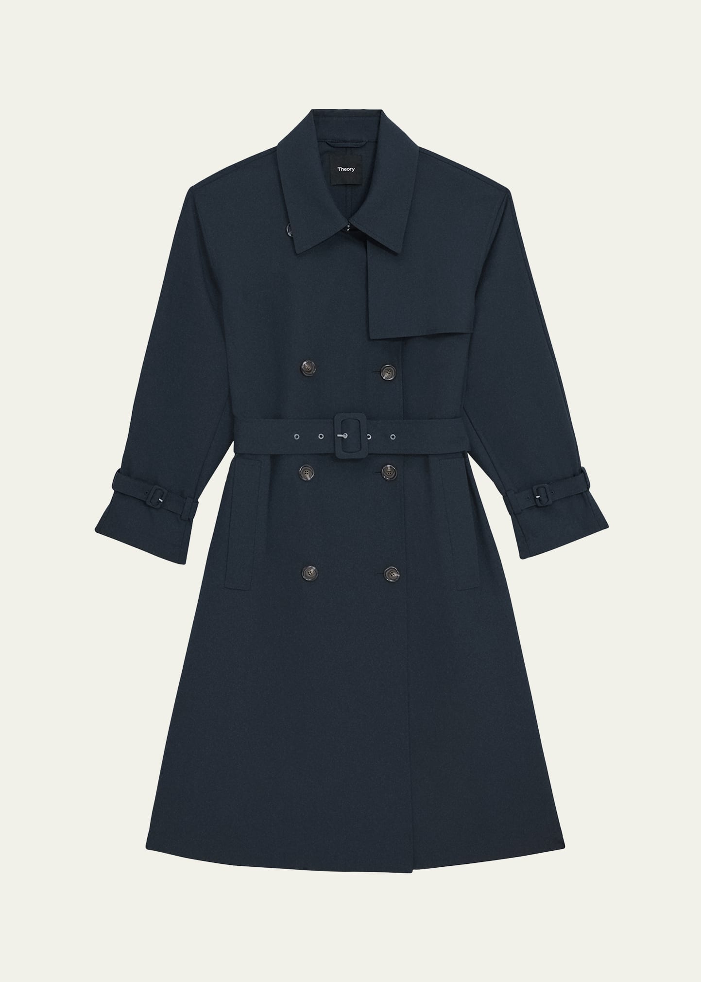 Shop Theory Double-breasted Wool-blend Trench Coat In Nctrn Way