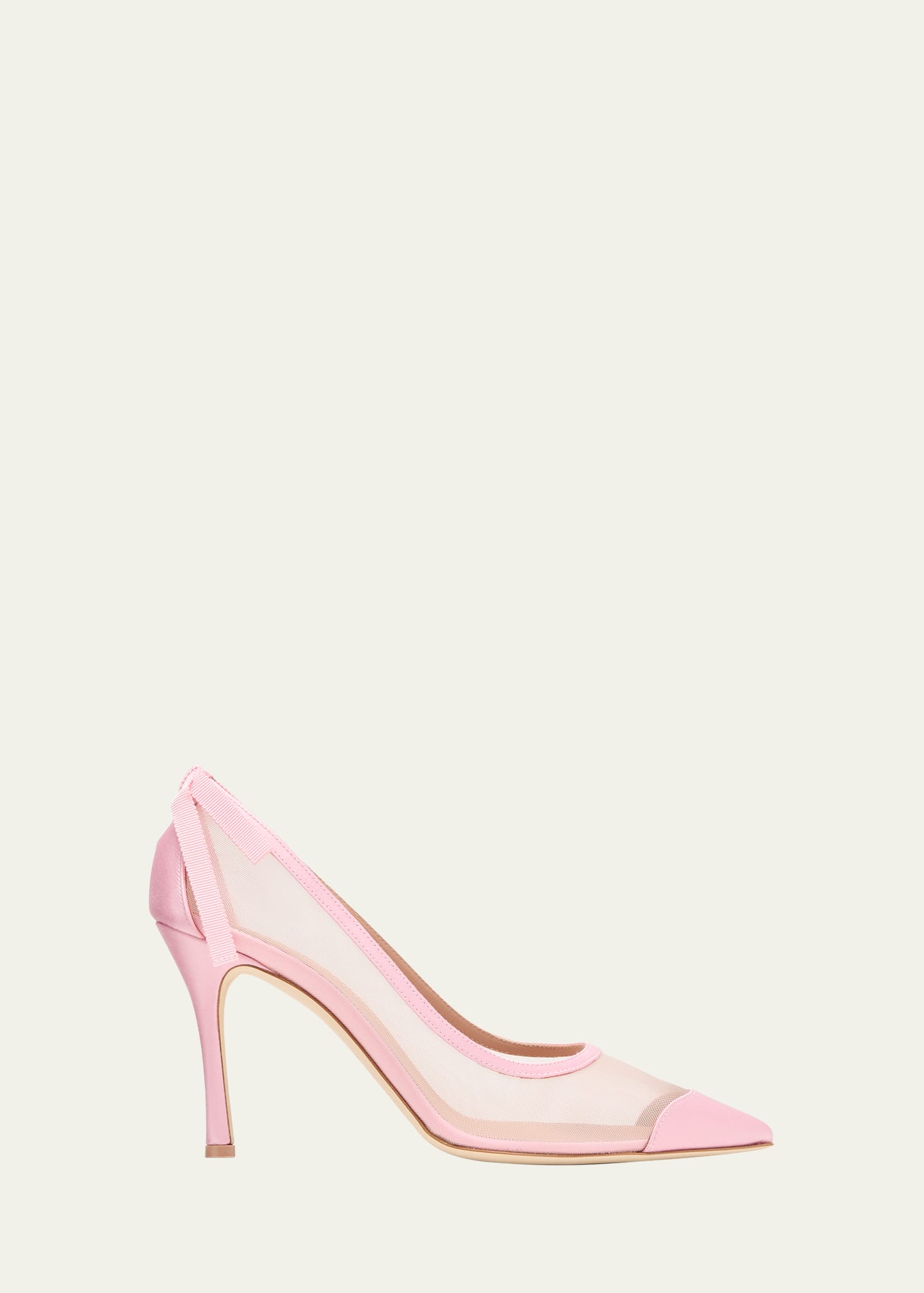 Malone Souliers Liberty Satin Mesh Stiletto Pumps In Peony Pink