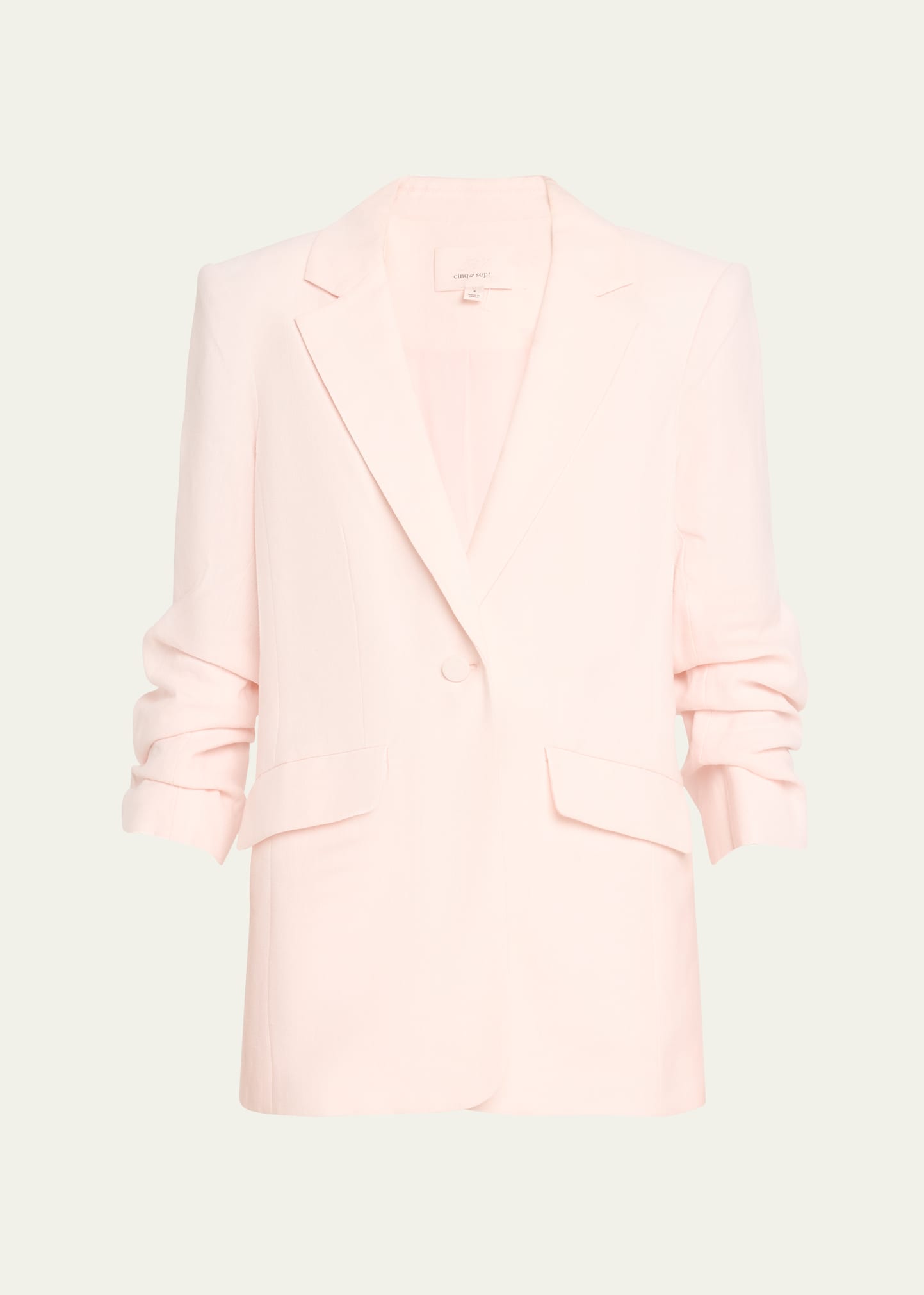 Shop Cinq À Sept Kylie 3/4-sleeve Linen Cotton Blazer In Icy Pink