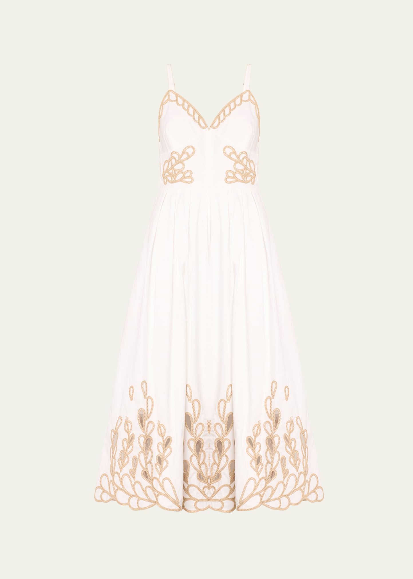 cinq à sept maude cotton embroidered dress Cinq à Sept Women's Trailing Peonies Maude Midi-Dress - Khaki White main image 1