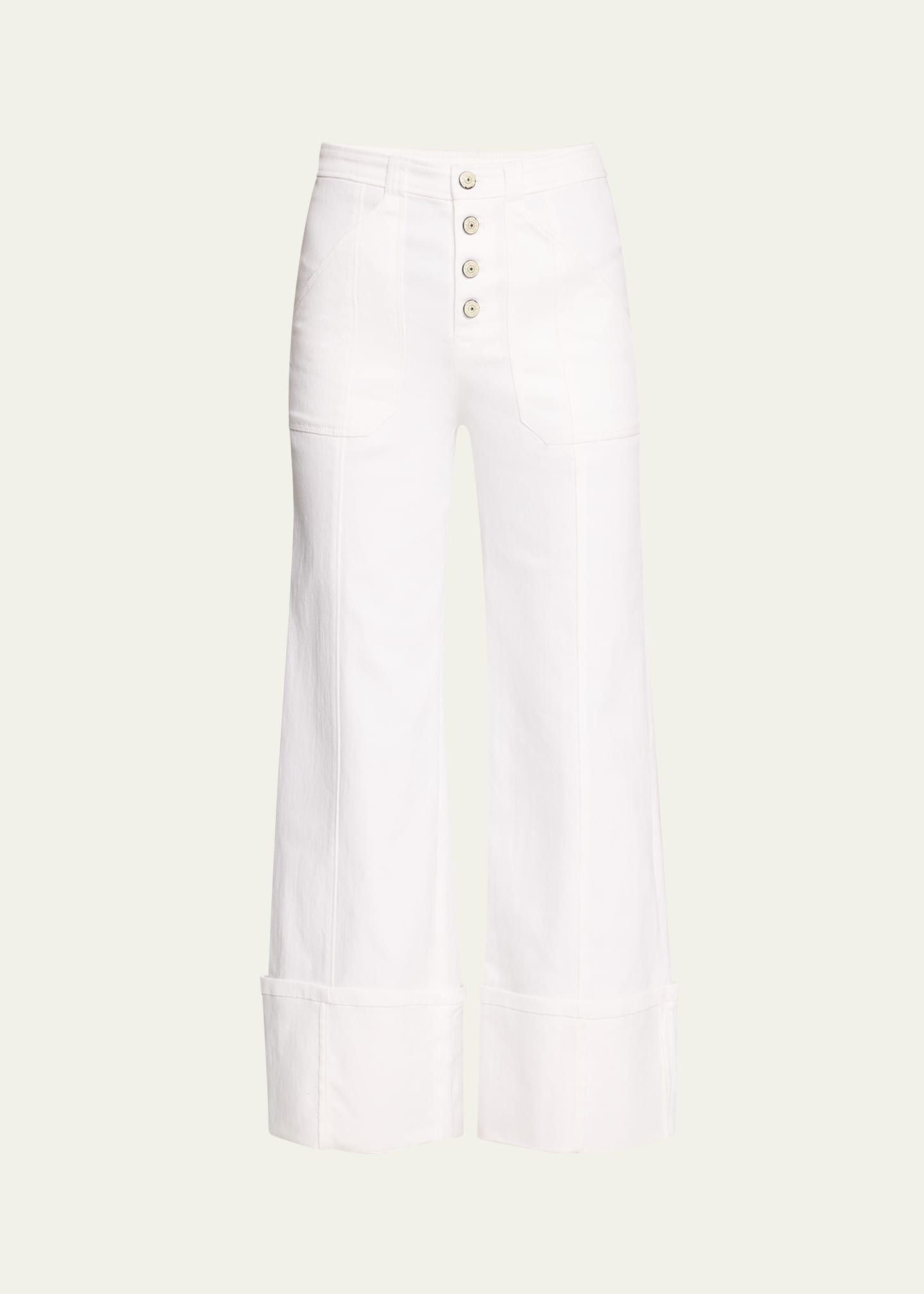 Cinq À Sept Cuffed Benji Cropped Flare Pants In White