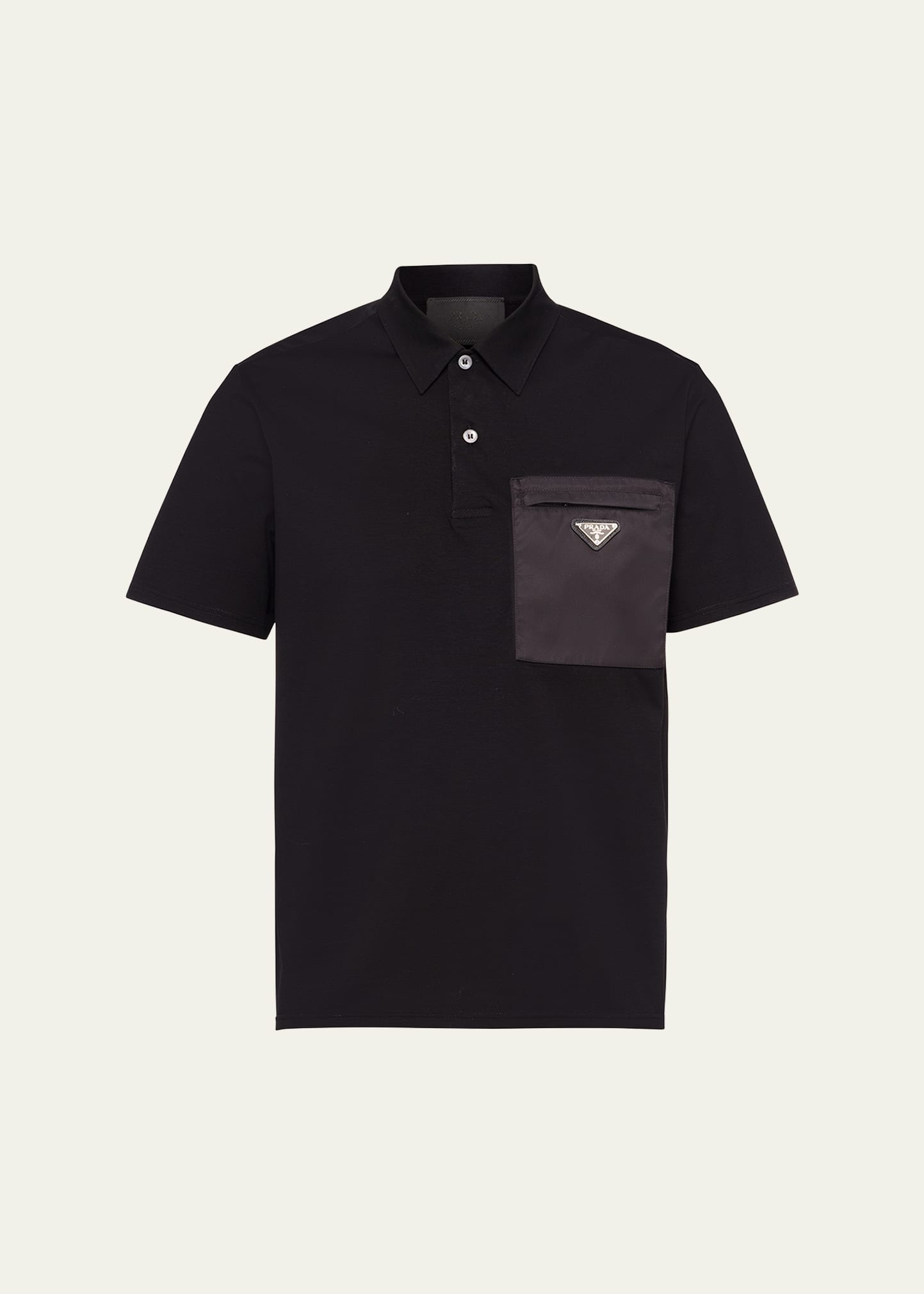 Shop Prada Men's Satin-patch Logo Polo Shirt In Nero Nero