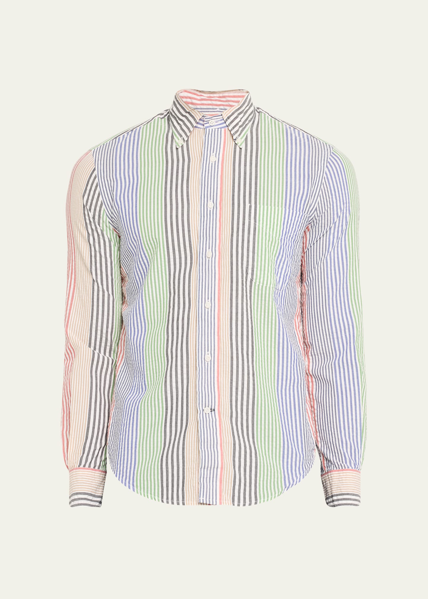 Gitman Brothers Shirt Co. Men's Multi-stripe Cotton Seersucker Shirt