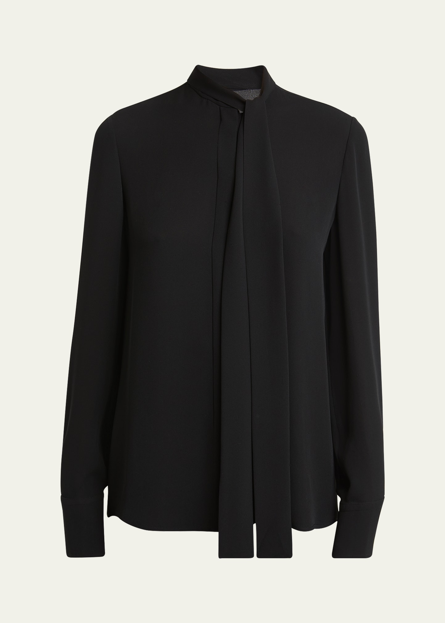 Shop Valentino Silk Georgette Blouse With Tie Neckline In Black