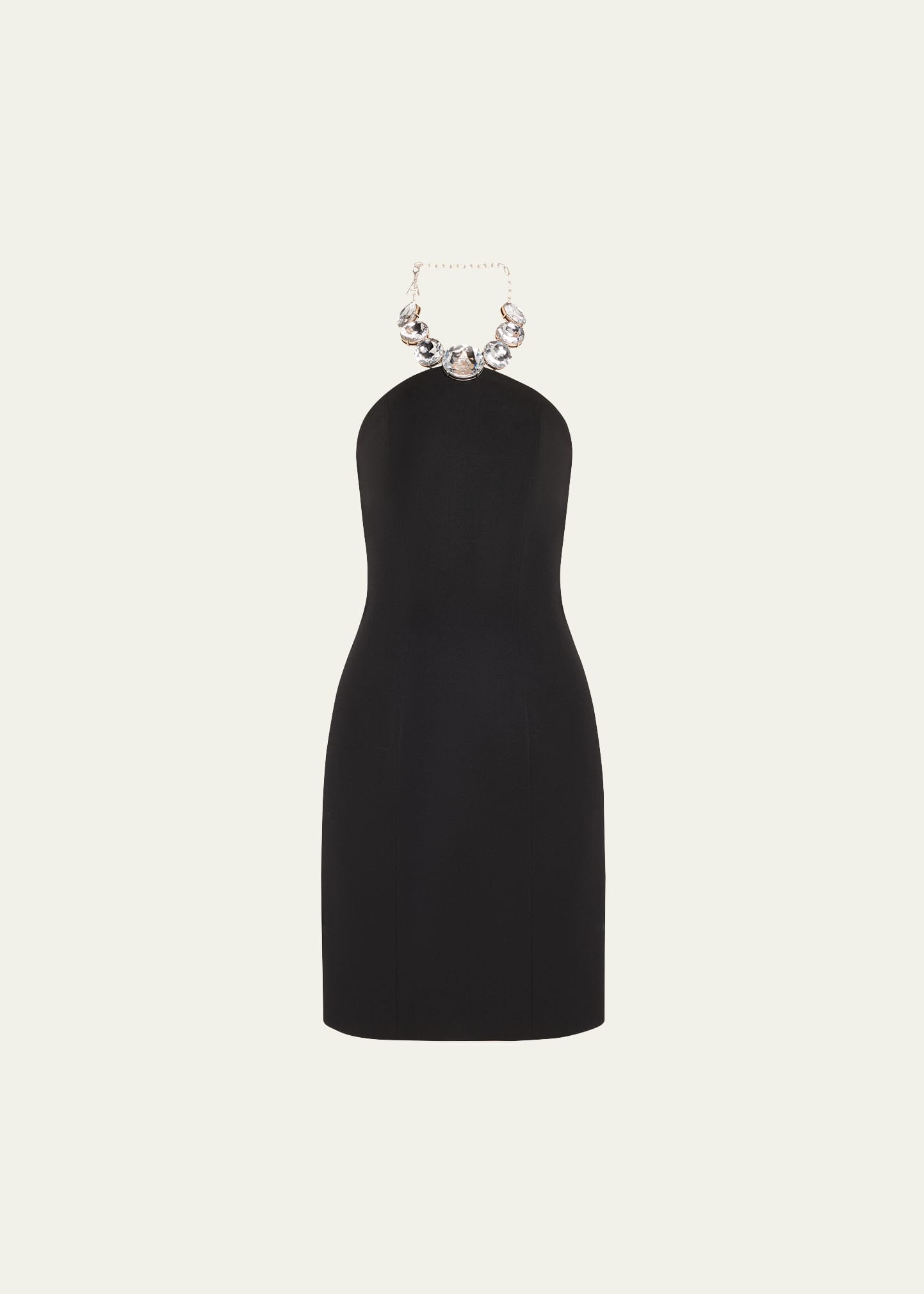 Shop Area Crystal Halter Mini Dress In Black