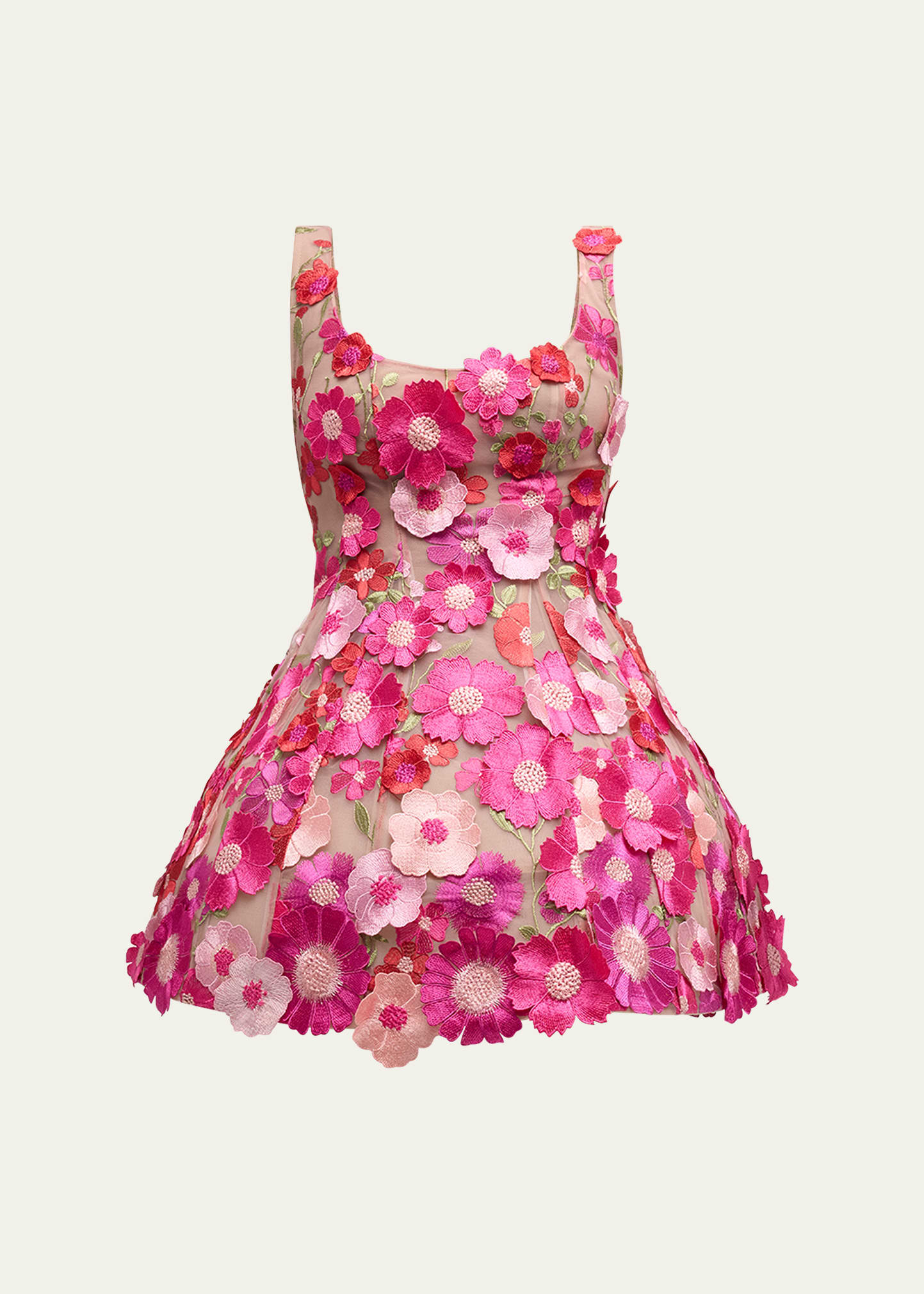 Shop Bronx And Banco Jasmine Floral Applique Fit-&-flare Mini Dress In Pinkfloral