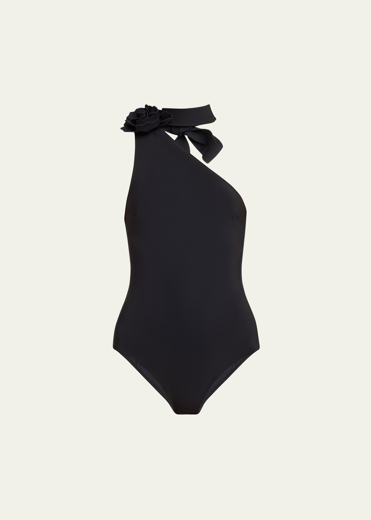 Shop Zimmermann Waverly One-shoulder One-piece Swimsuit In Noir
