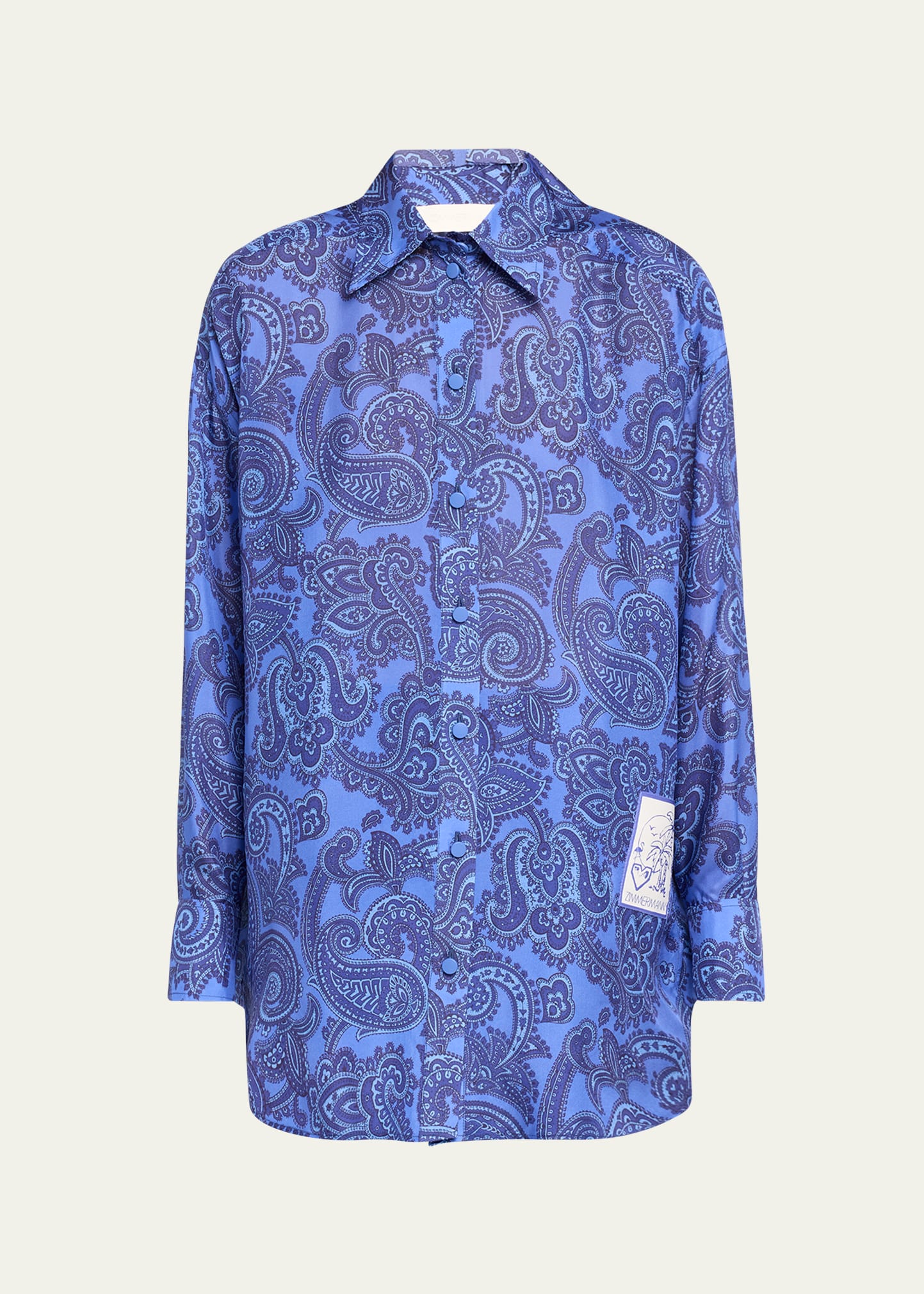 Shop Zimmermann Ottie Paisley Relaxed Shirt In Blue Paisley
