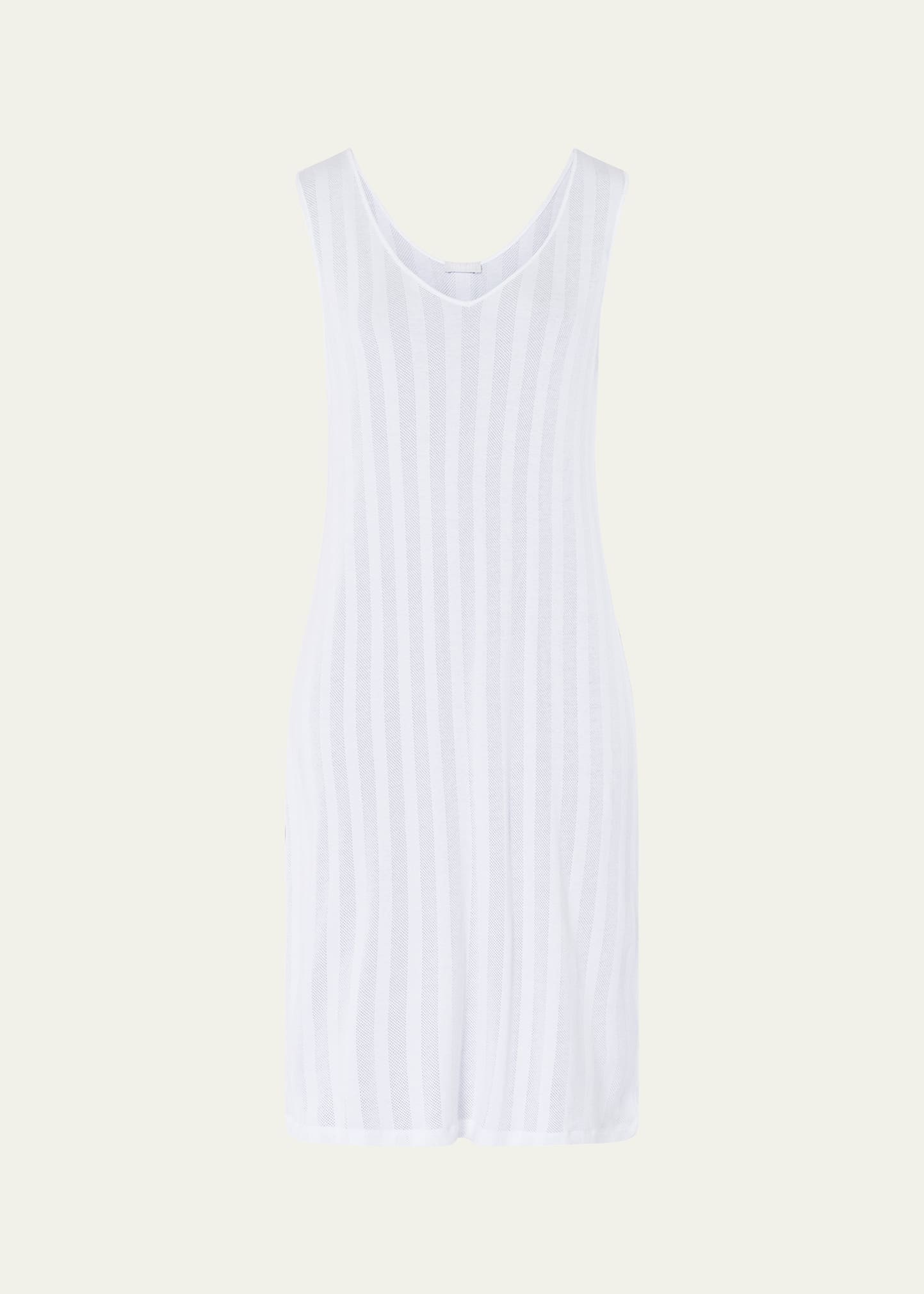 Shop Hanro Simone Striped Organic Cotton Nightgown In White
