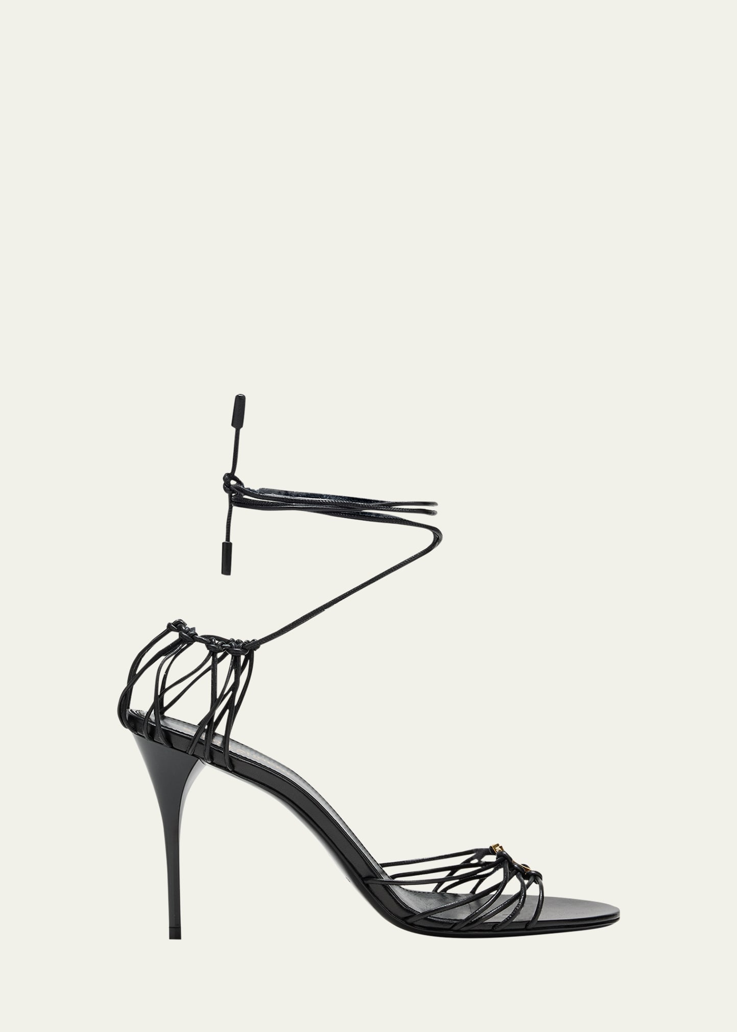 Shop Saint Laurent Jota Strappy Ysl Ankle-wrap Sandals In Nero