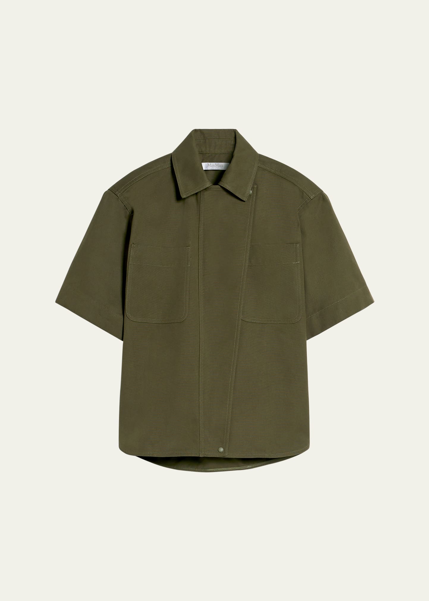 Shop Max Mara Mela Zip-front Shirt In Olive Green