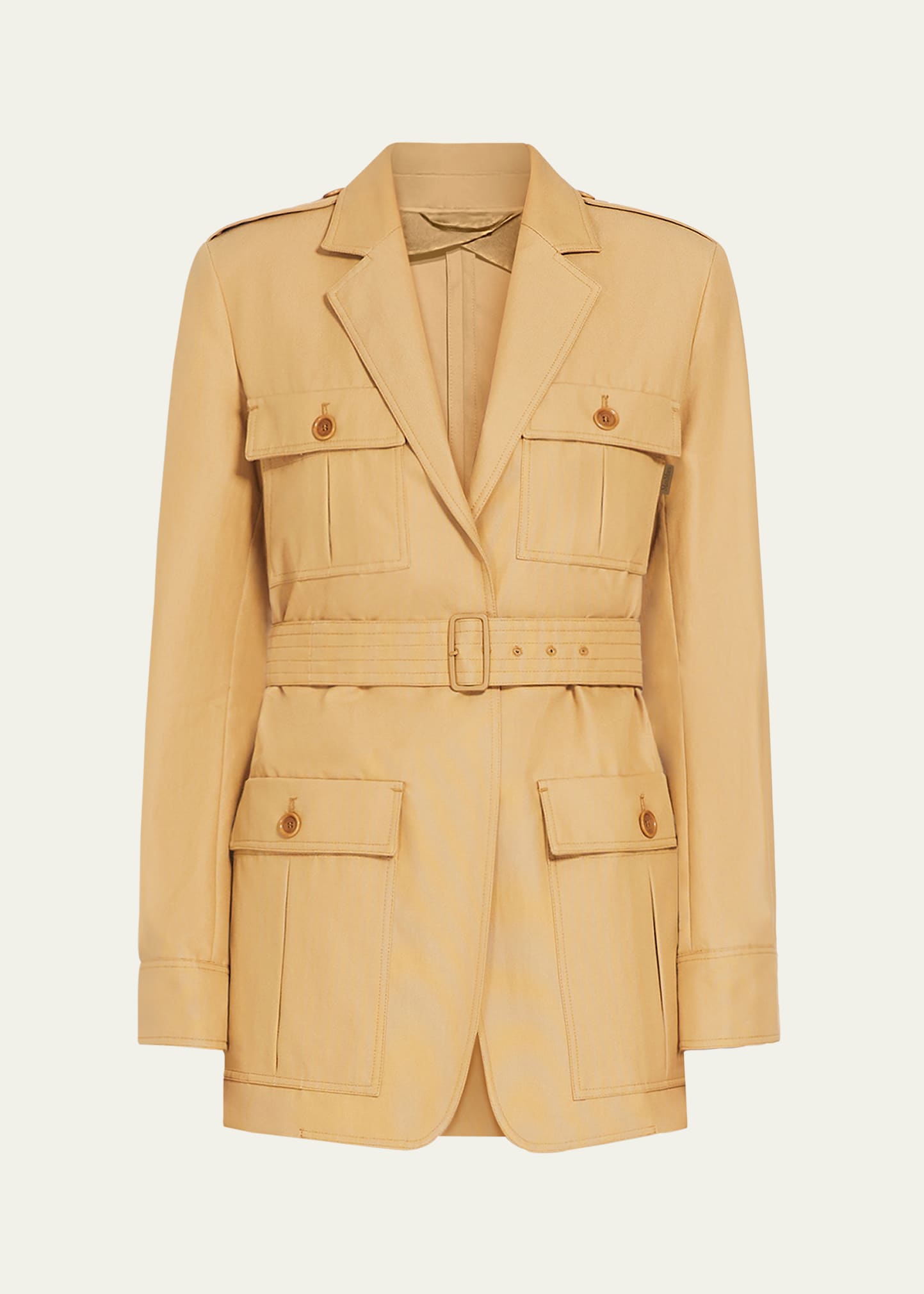 Shop Max Mara Pacos Belted Cotton Jacket In Tobacco