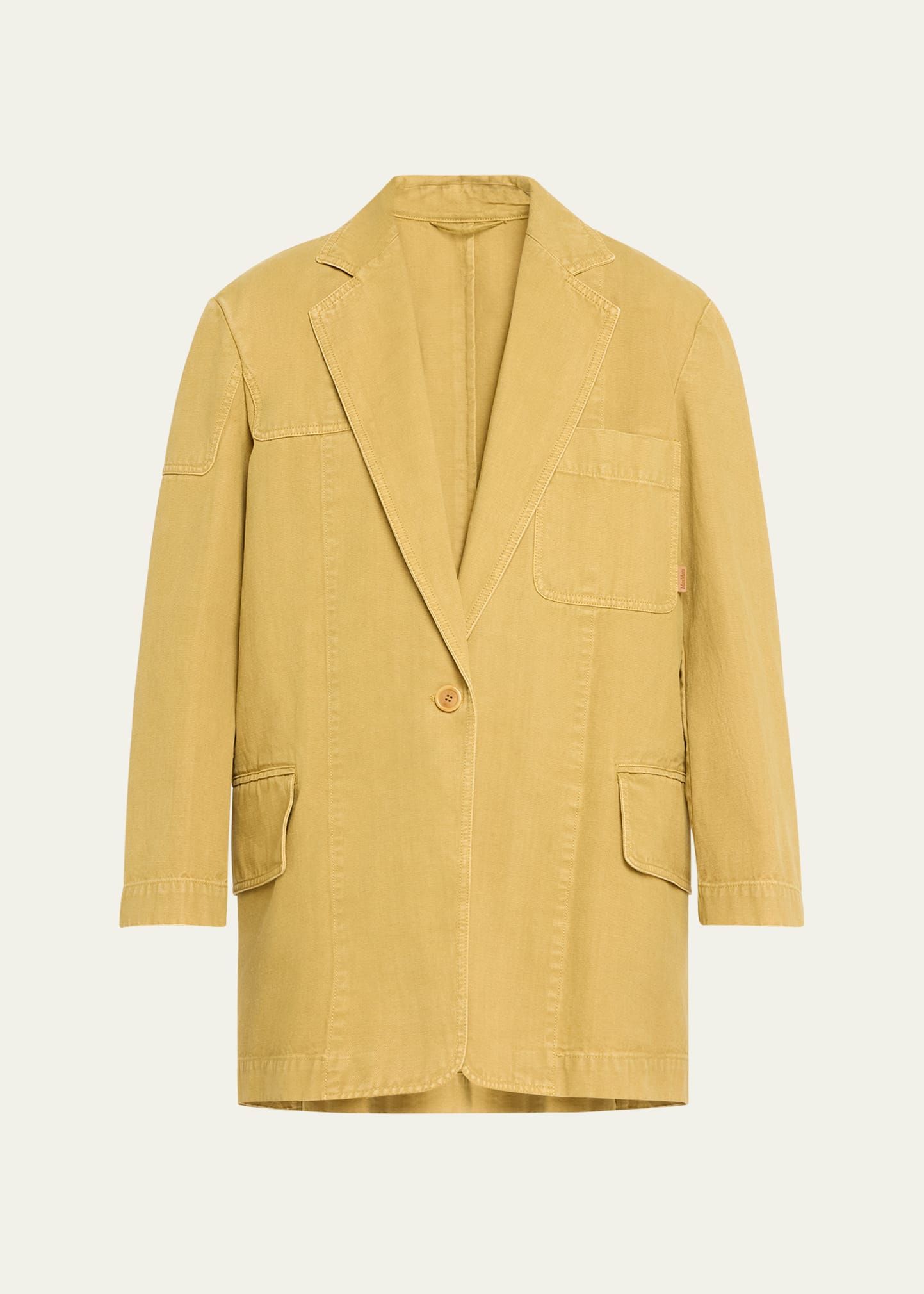 Max Mara Cotton Canvas Oversized Jacket In Mustard