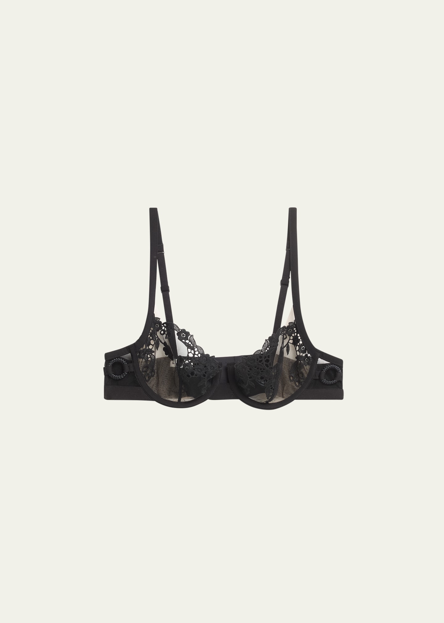 Shop Livy Merri Embroidered Balconette Bra In Black