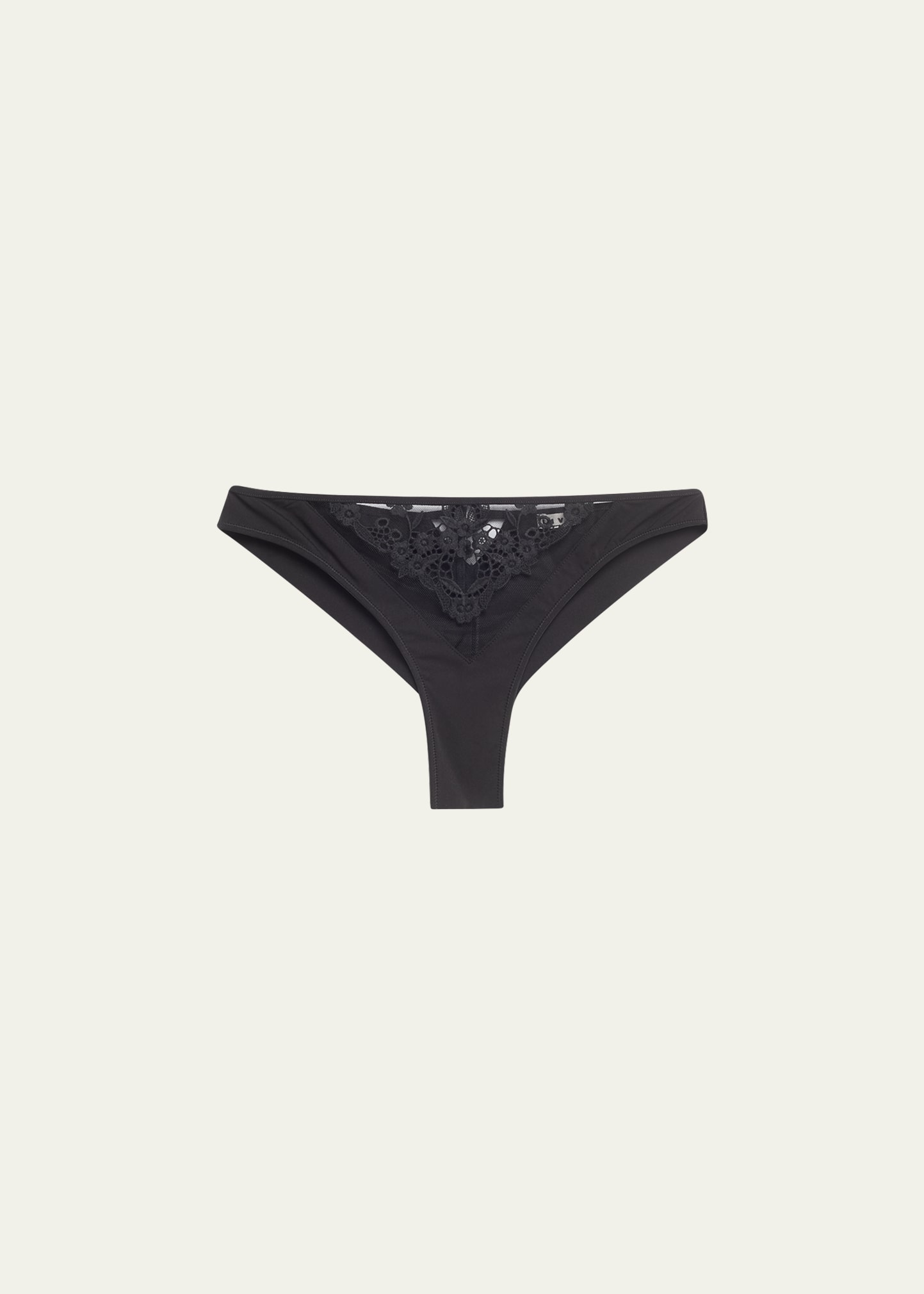 Shop Livy Merri Embroidered Mesh Microfiber Tanga In Black