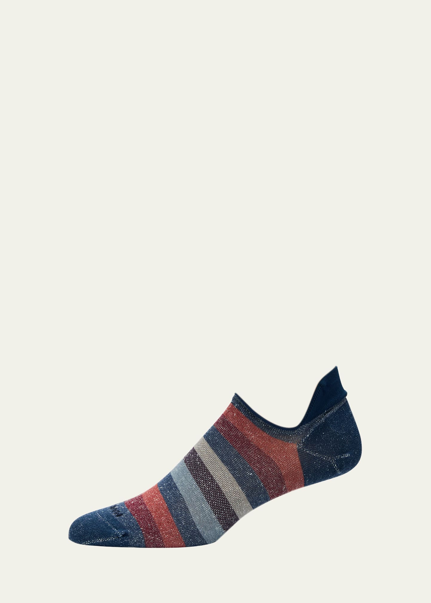 Marcoliani Men's Stripe No-show Socks In 508 Berry Mix