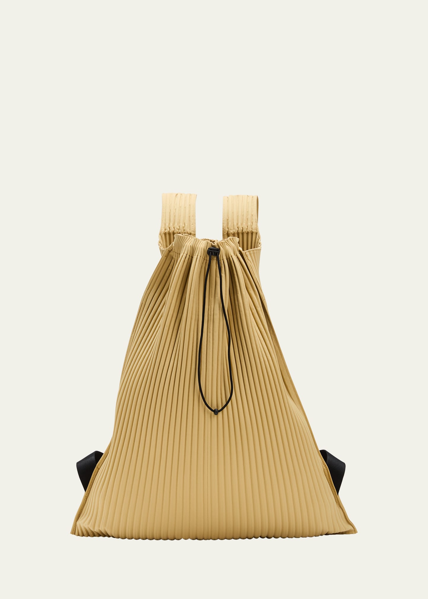 Shop Issey Miyake Men's Pleated Drawstring Backpack In 51-mustard Yellow