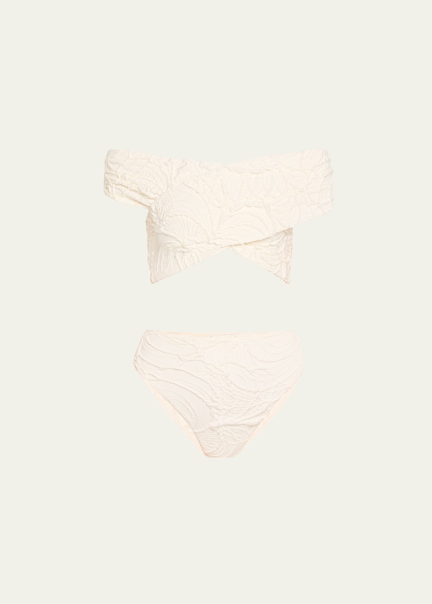 Shop Patbo Jacquard Off-shoulder Bikini Top In White