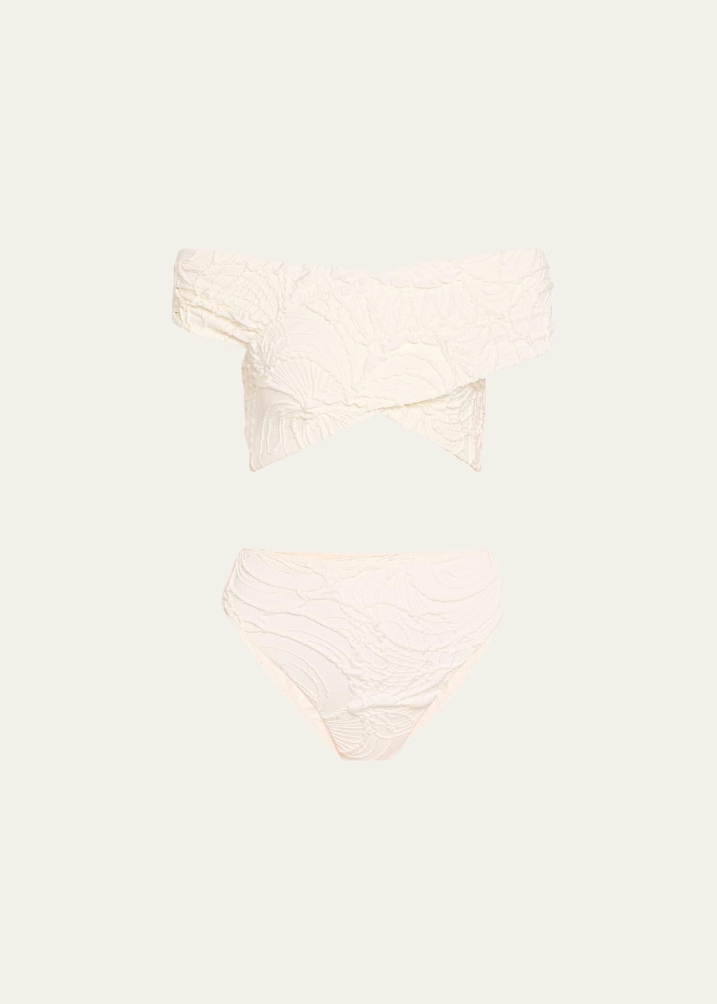 Patbo Jacquard Off-shoulder Bikini Top In White