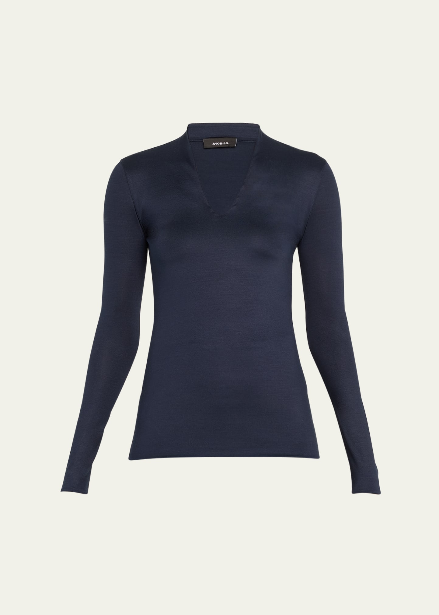 Akris V-neck Silk Jersey Stretch T-shirt In Navy