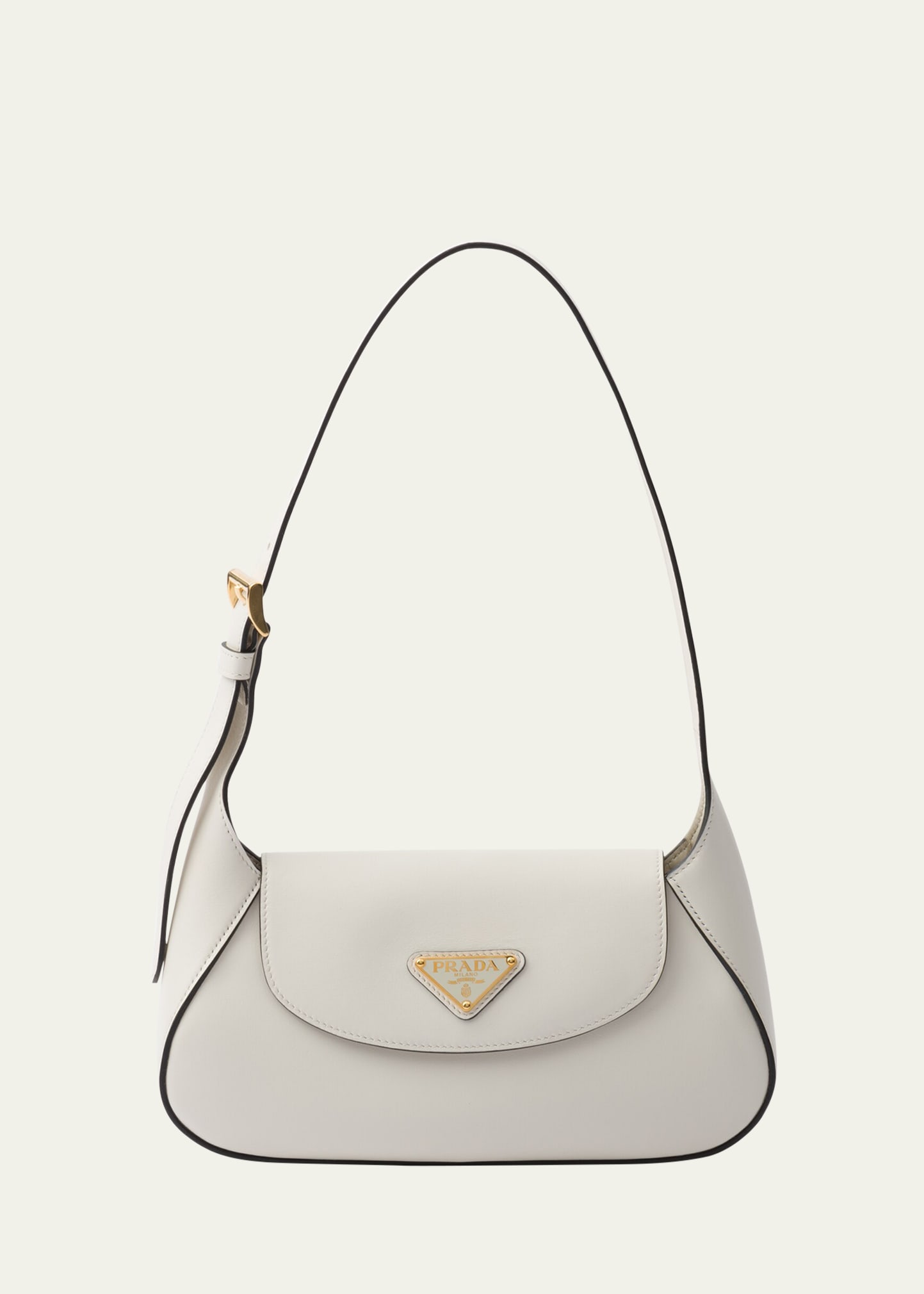 Prada City Flap Leather Shoulder Bag In F0pg7 Bianco N