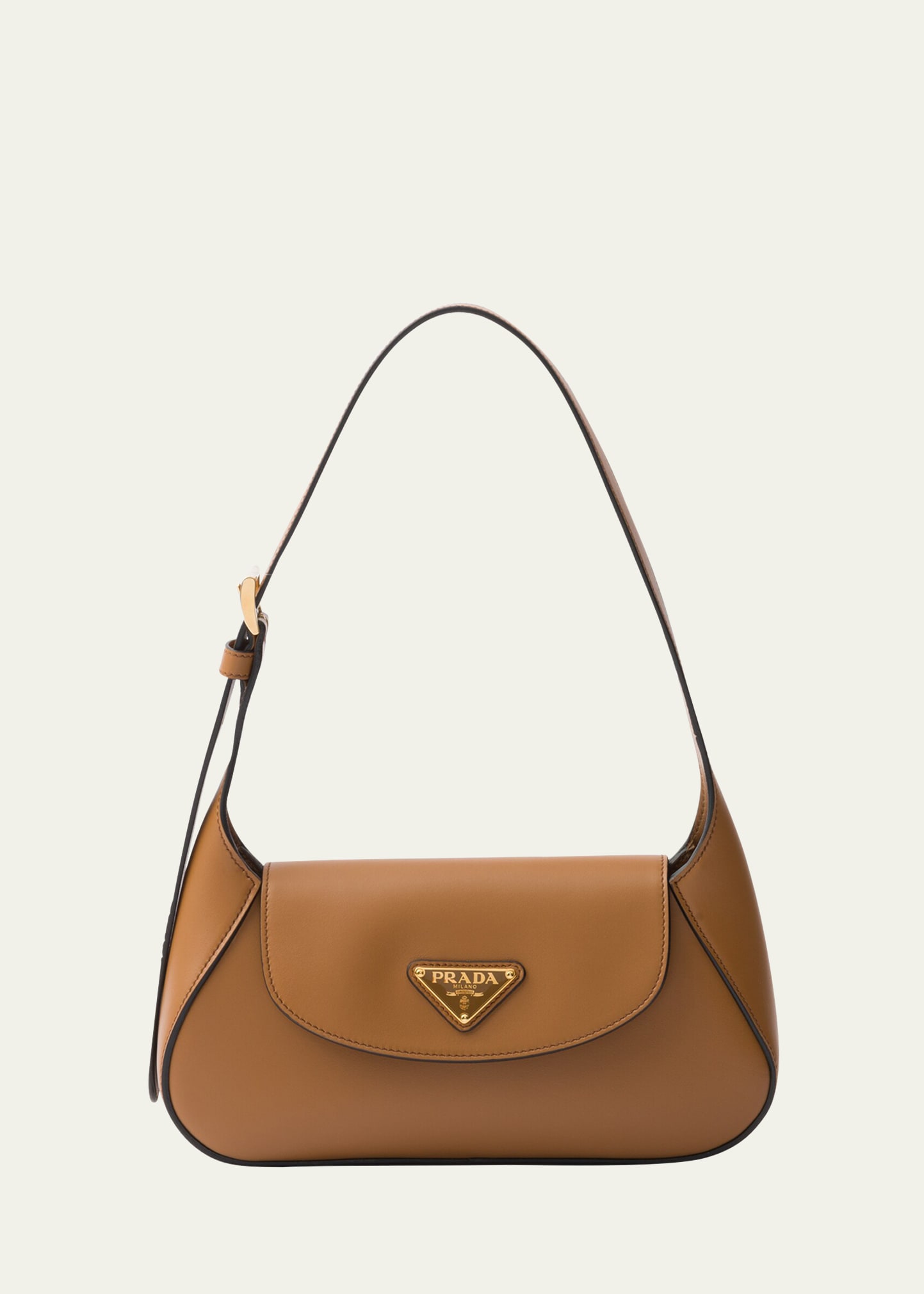 Prada City Flap Leather Shoulder Bag In Brown