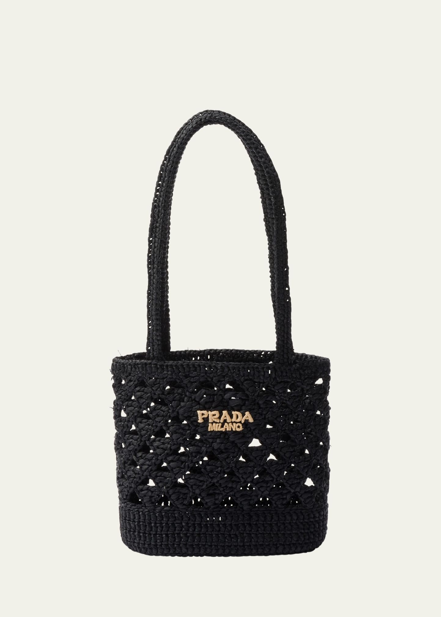 Shop Prada Crochet Bucket Bag In F0es7 Nero C