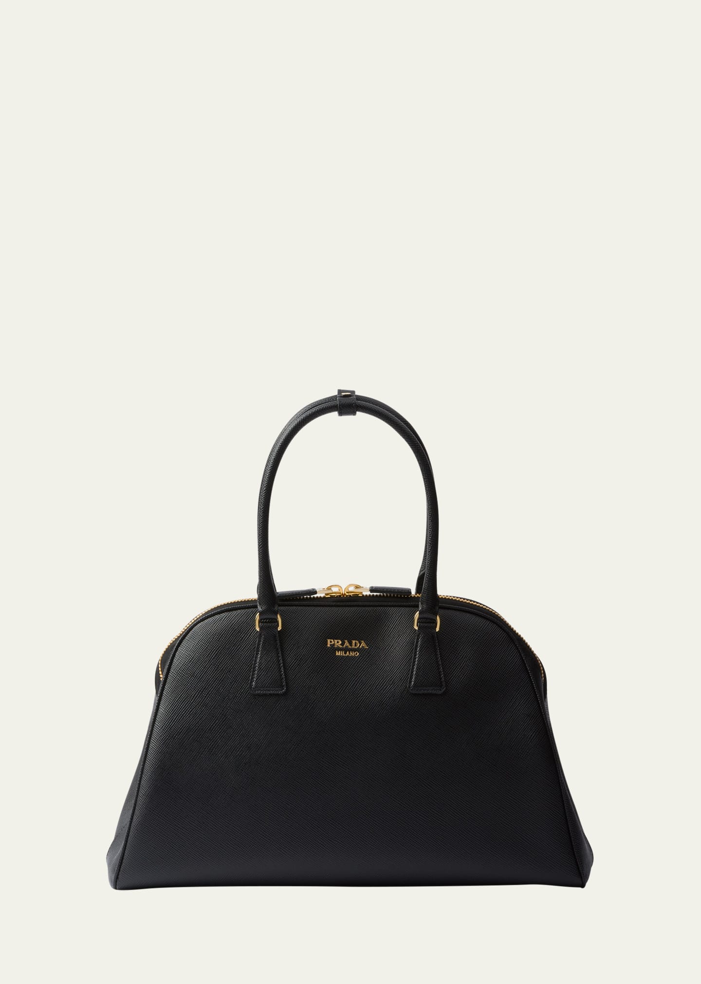 Prada Calf Leather Top-handle Bag In Black