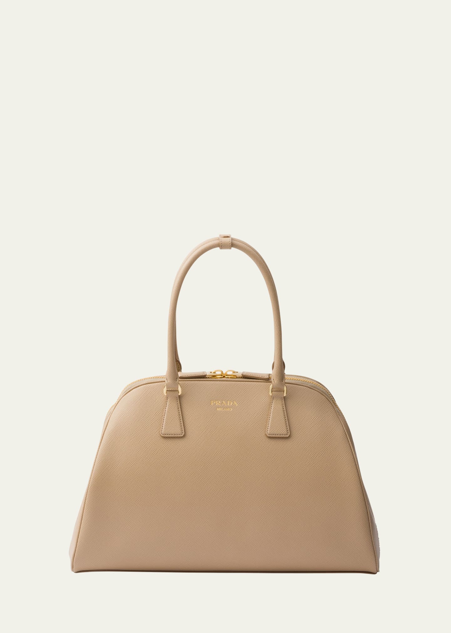 Prada Calf Leather Top-handle Bag In F0036 Sabbia