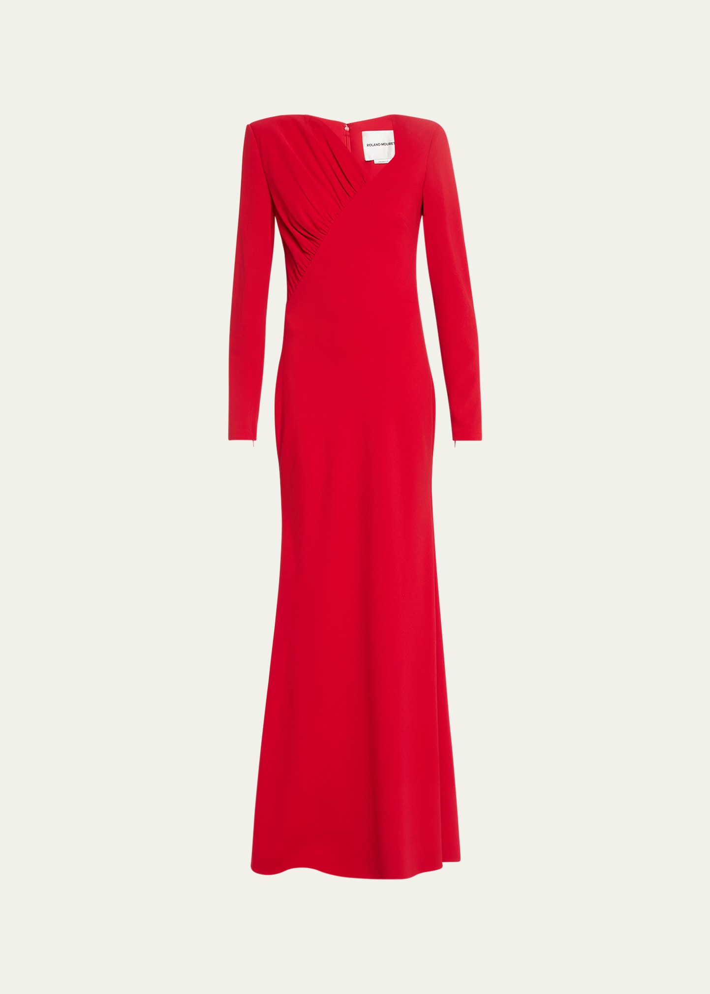 Roland Mouret Ruched Cady Trumpet Gown In Red