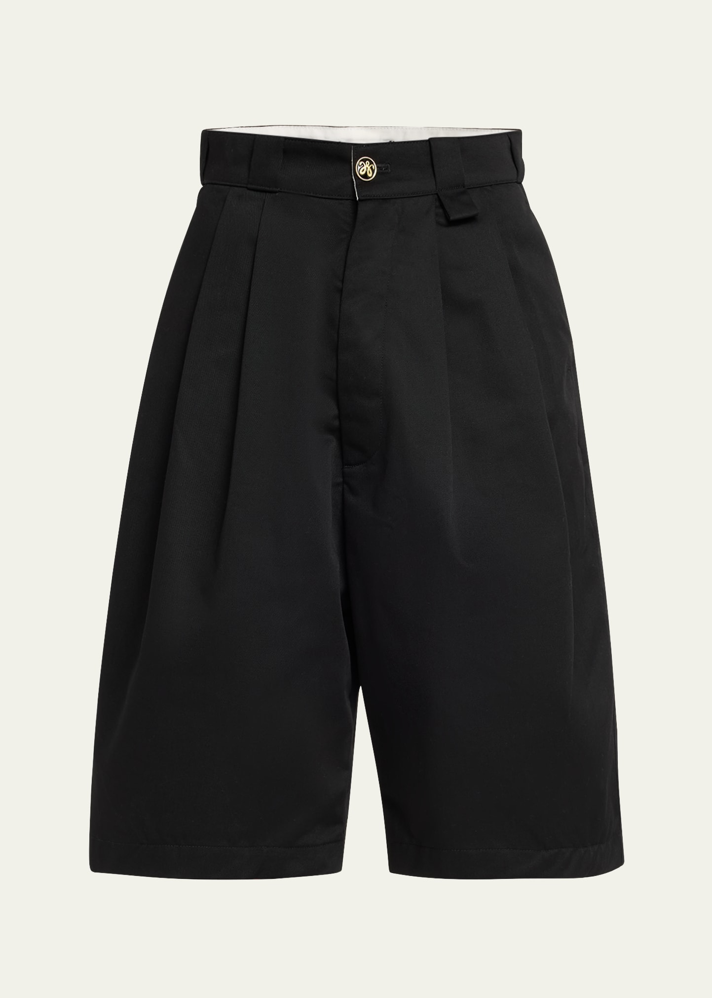 Shop Willy Chavarria Men's Borracho Pleated Twill Shorts In Black