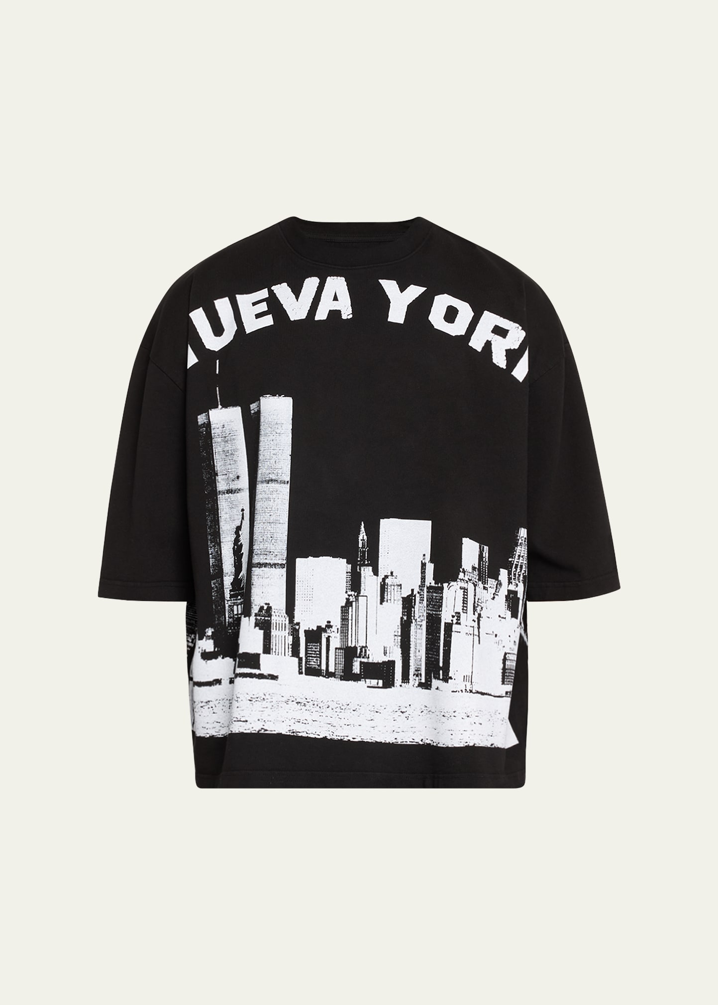 Shop Willy Chavarria Men's Nuevo York Skyline Boxy T-shirt In Black - Nueva Yor