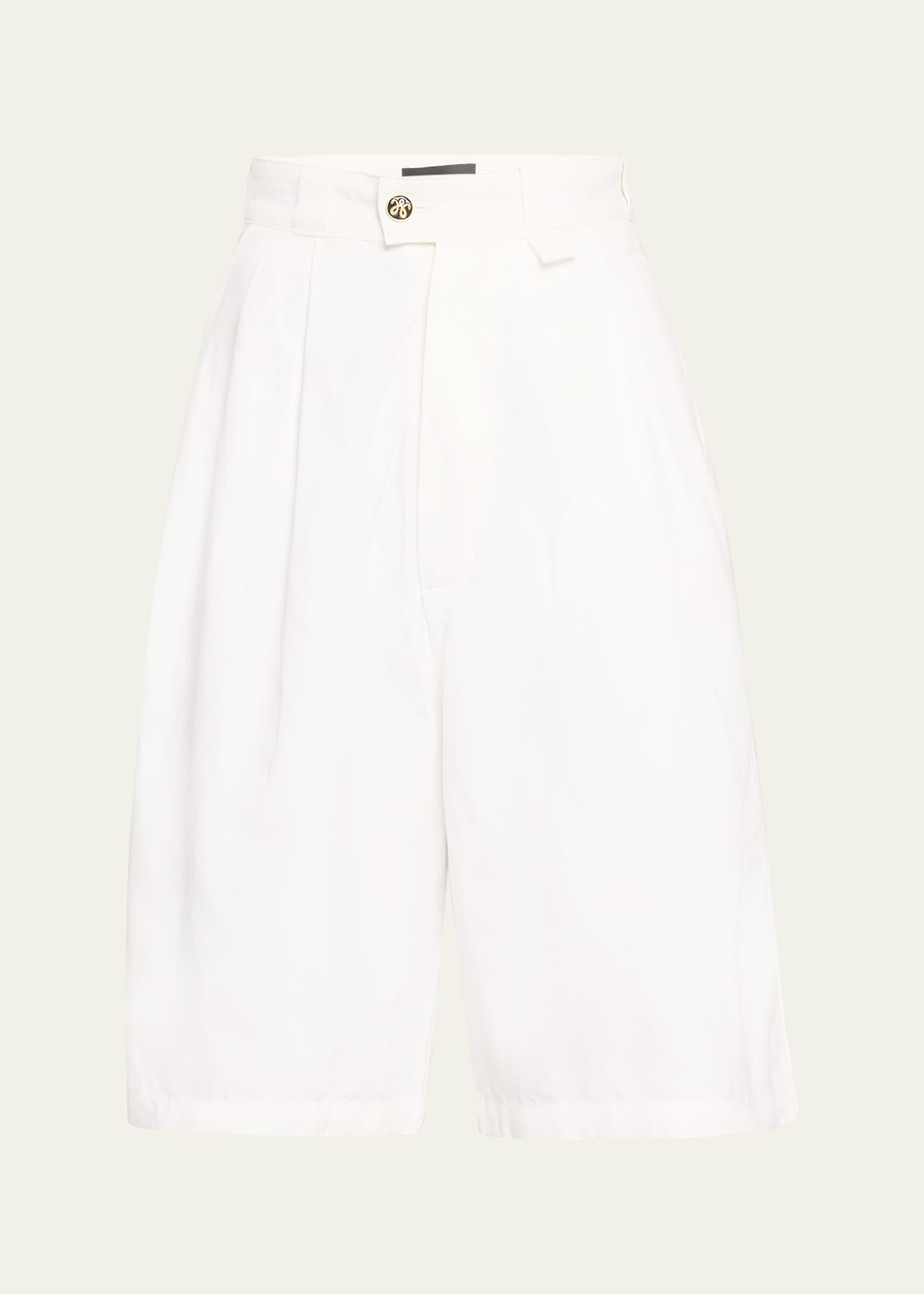Shop Willy Chavarria Men's Borracho Pleated Twill Shorts In White