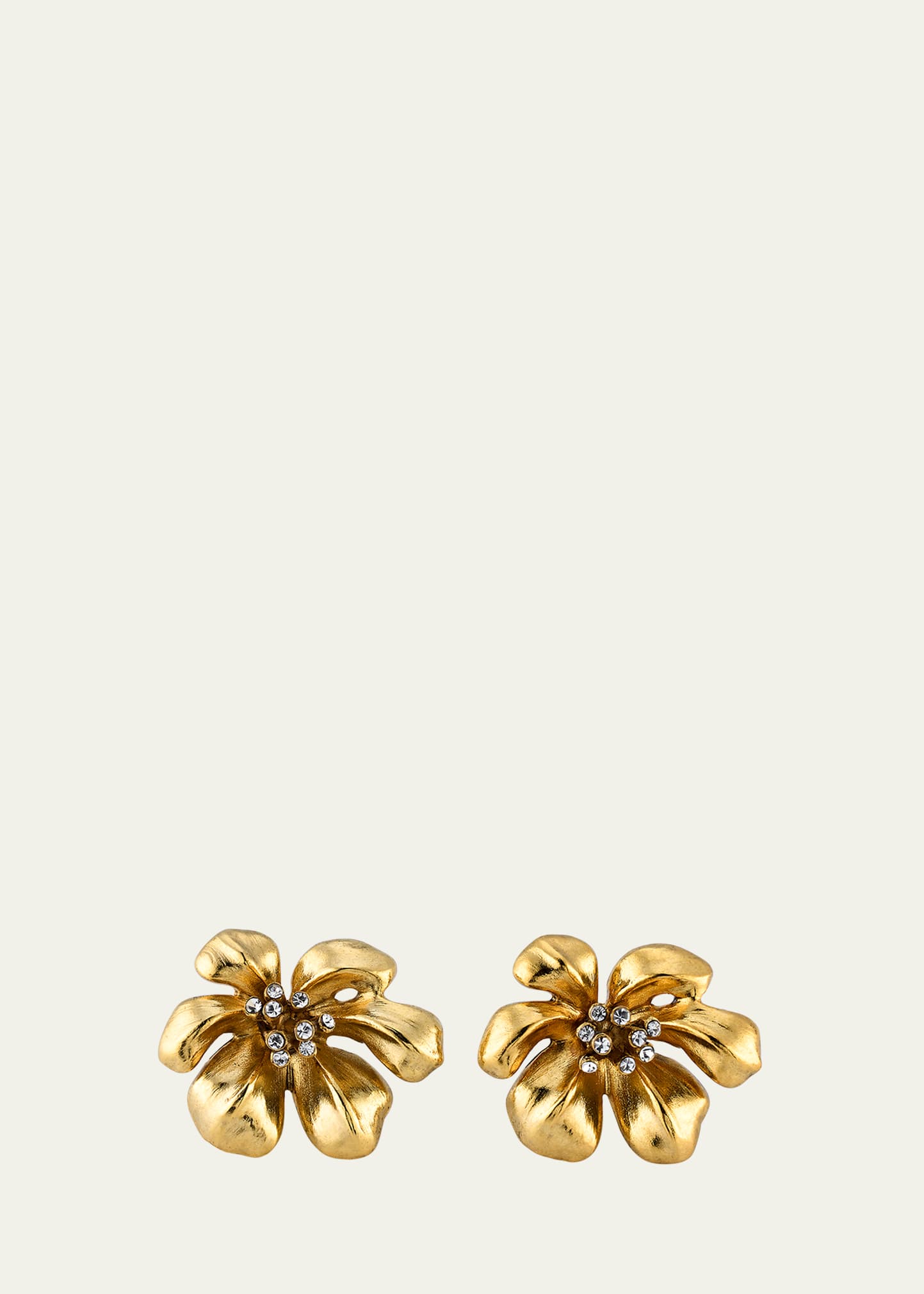 Oscar De La Renta Crystal Flower Button Earrings In Pattern