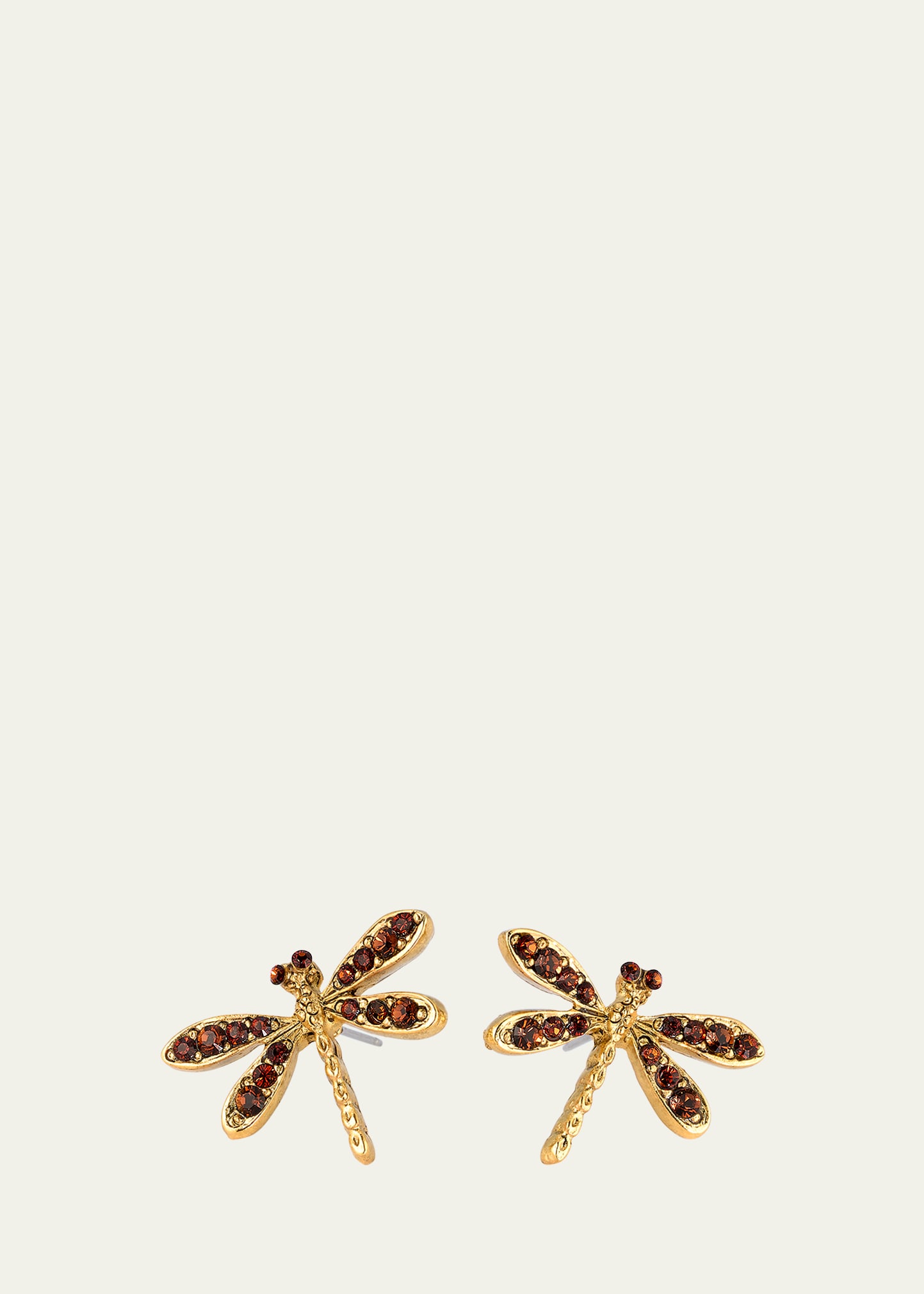 Shop Oscar De La Renta Crystal Dragonfly Stud Earrings In Amber