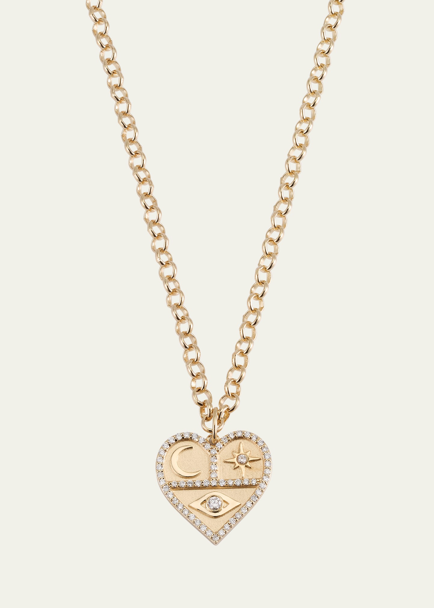 Heart Icon Charm Chain Necklace with Diamonds